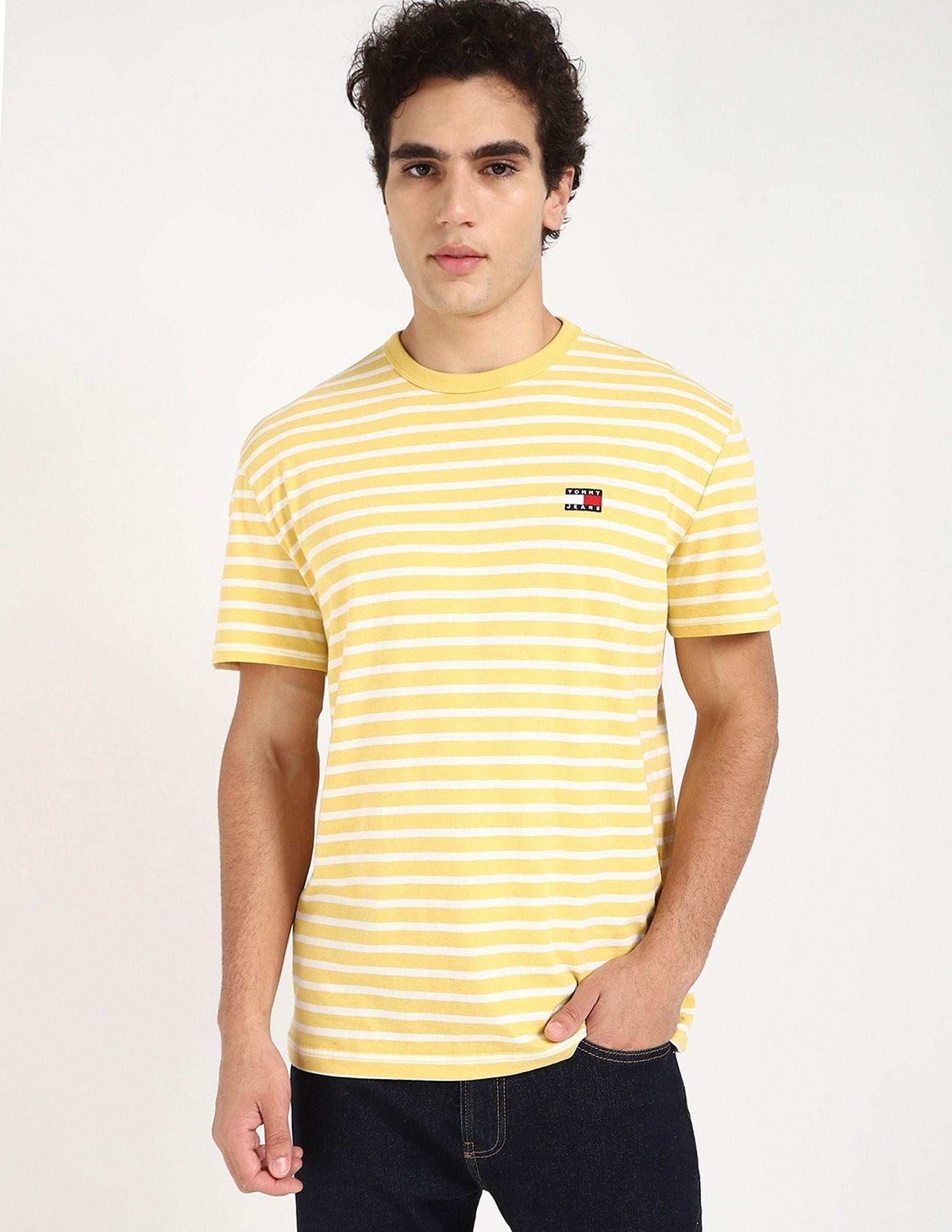 Tommy Hilfiger Logo Striped Regular-Fit Cotton T-Shirt