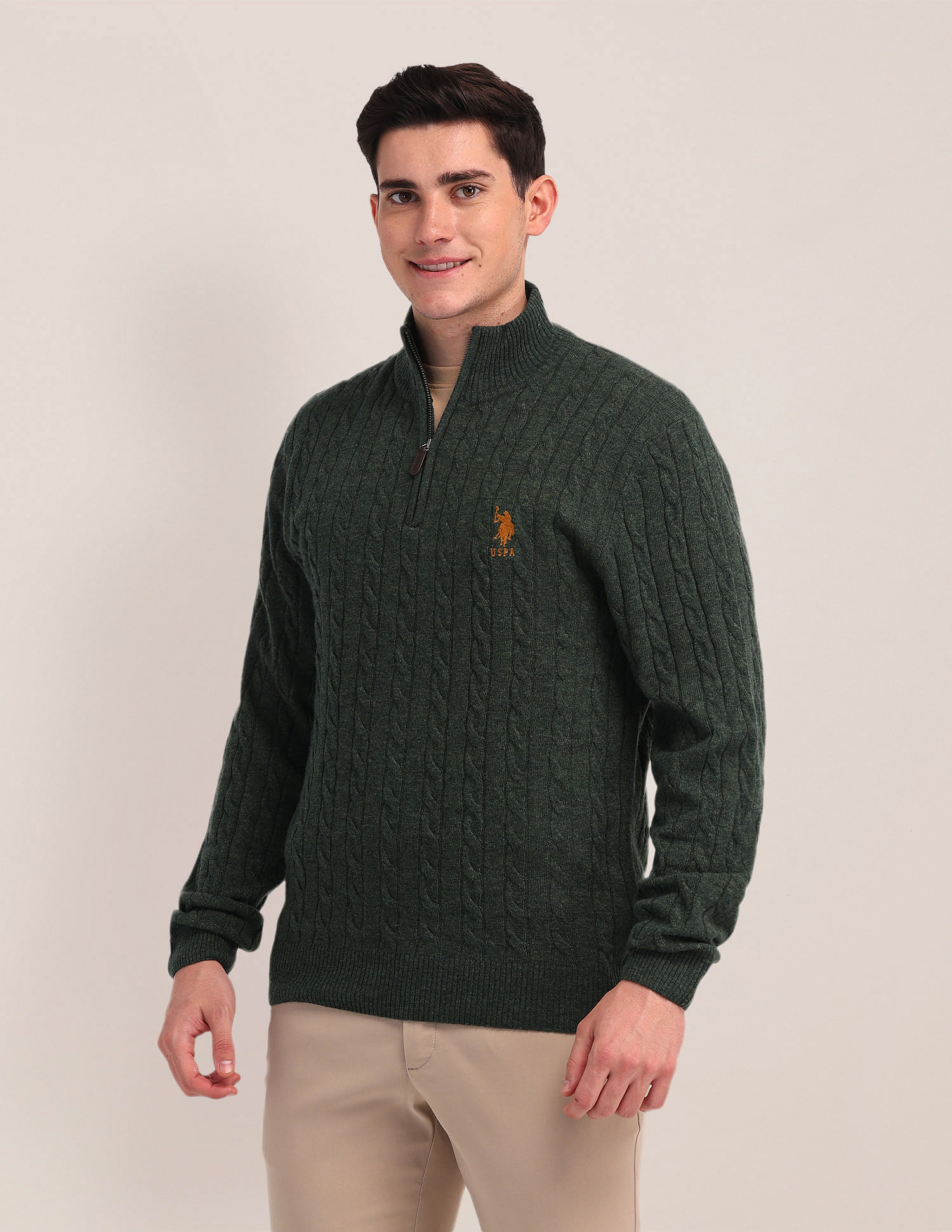 U.S. Polo Assn. High Neck Zipper Sweater