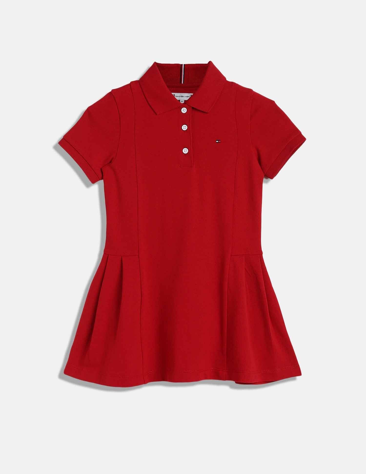Tommy Hilfiger Kids Girls Solid Regular-Fit Cotton Dress