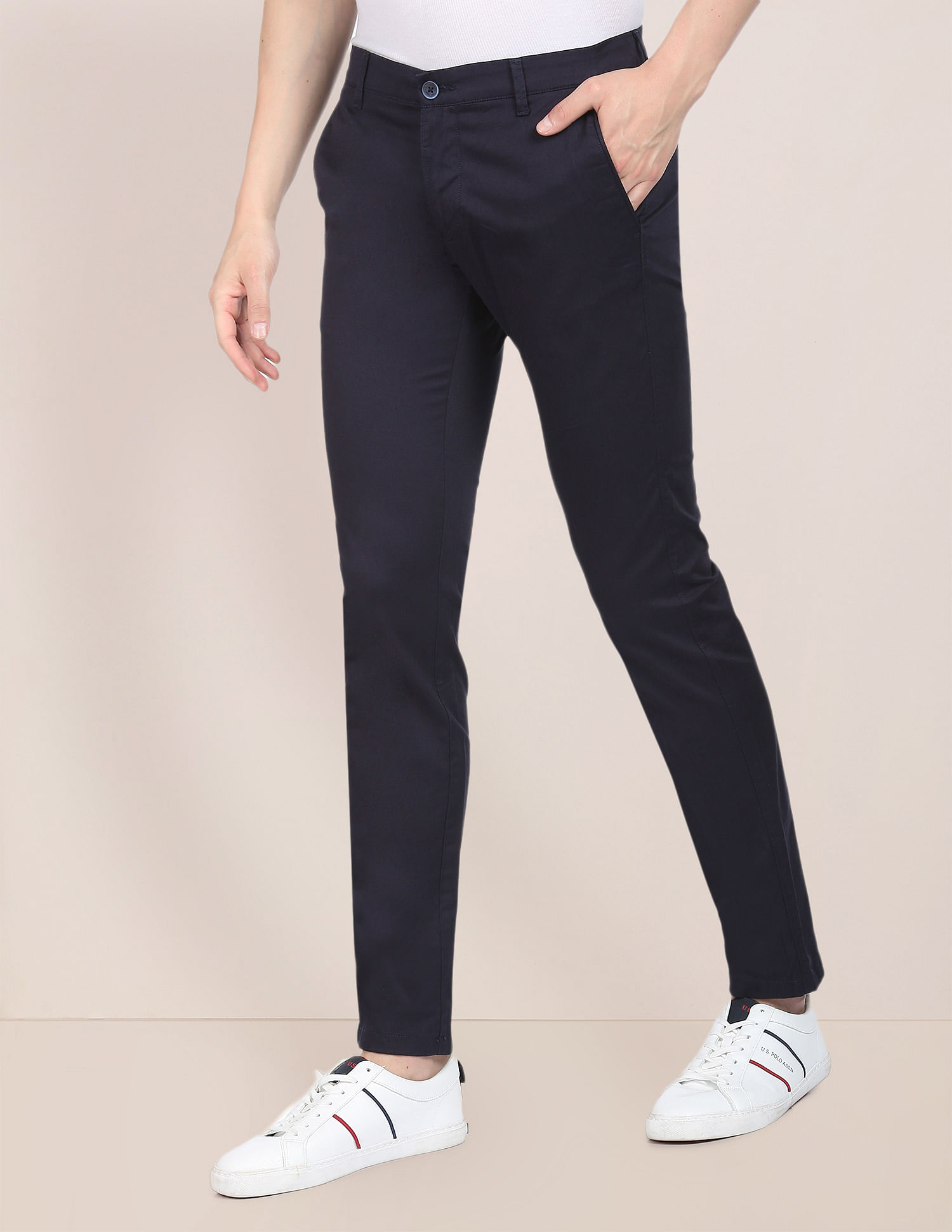 Buy U.S. Polo Assn. Denver Slim Fit Flat Front Casual Trousers - NNNOW.com