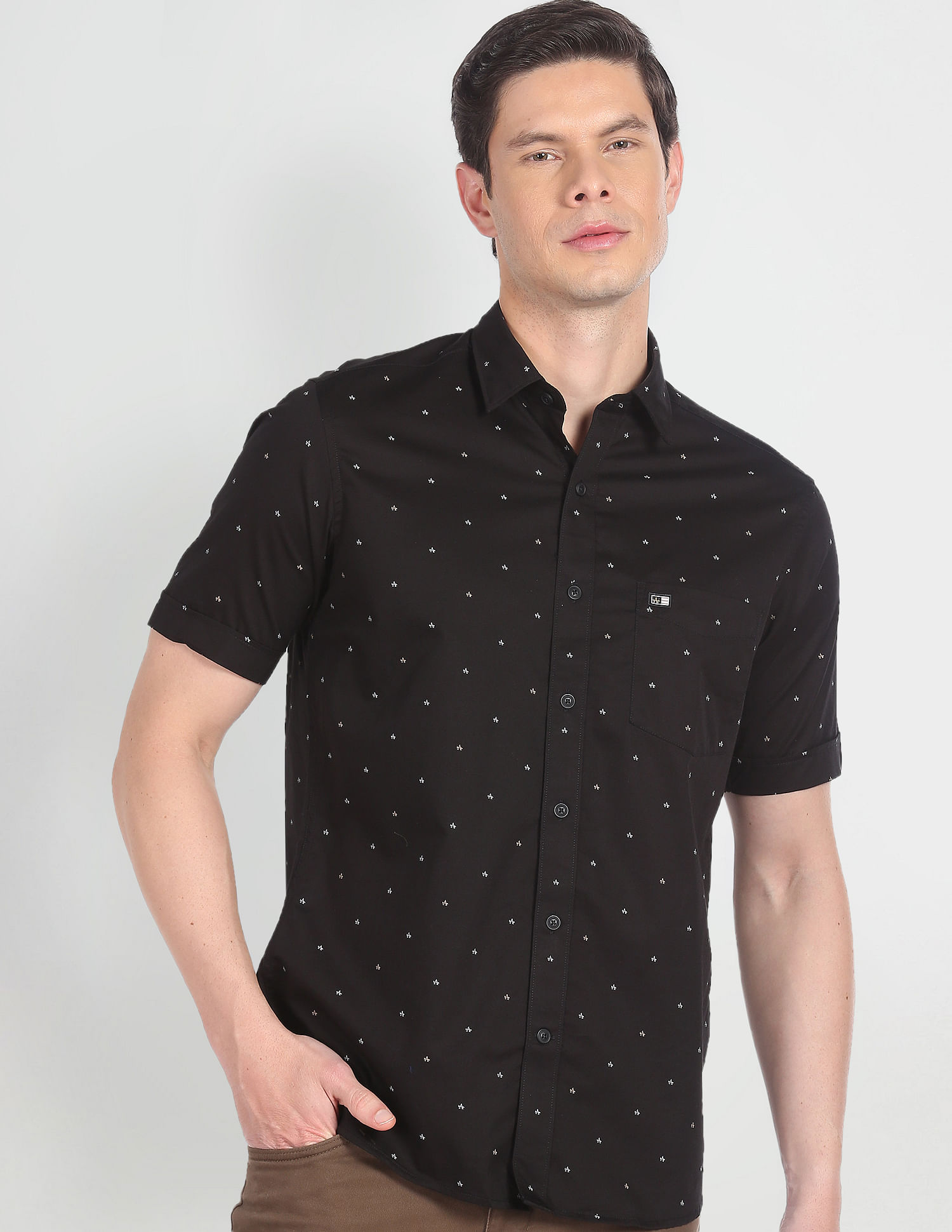 Arrow Sports Brand Print Twill Casual Shirt
