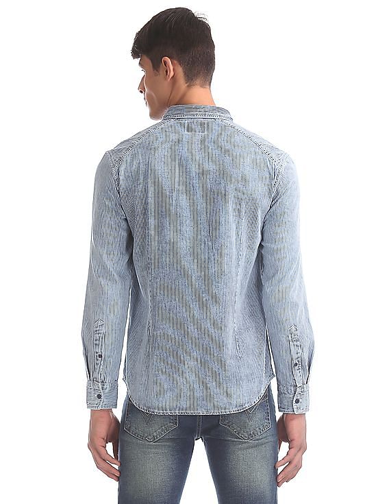 Flying Machine Striped Denim Shirt