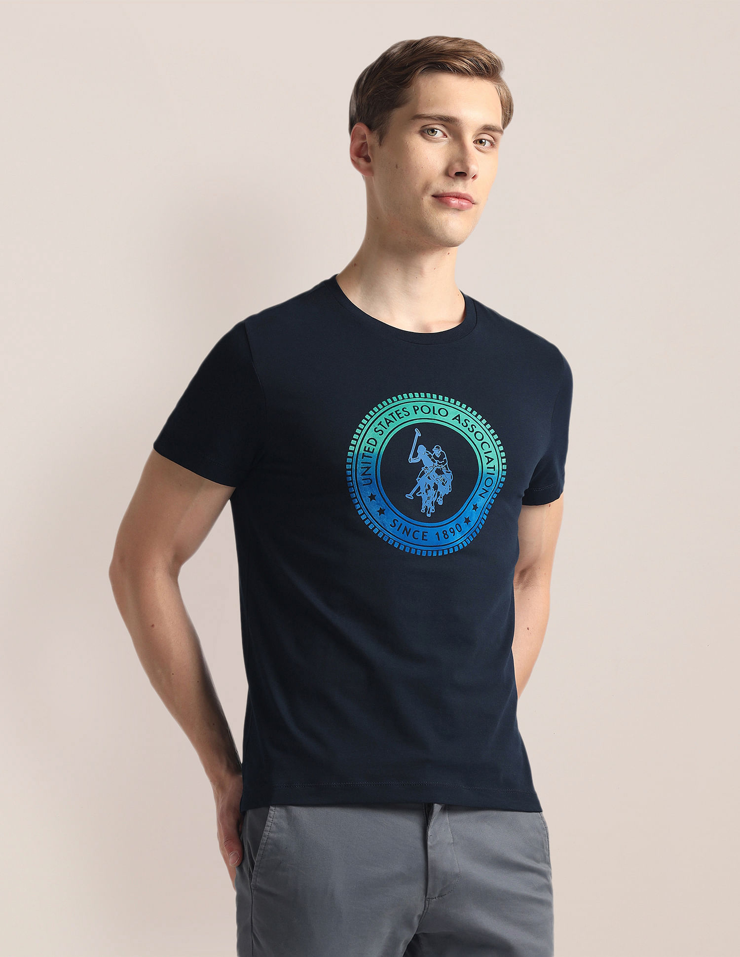 U.S. Polo Assn. Crew Neck Brand Print T-Shirt