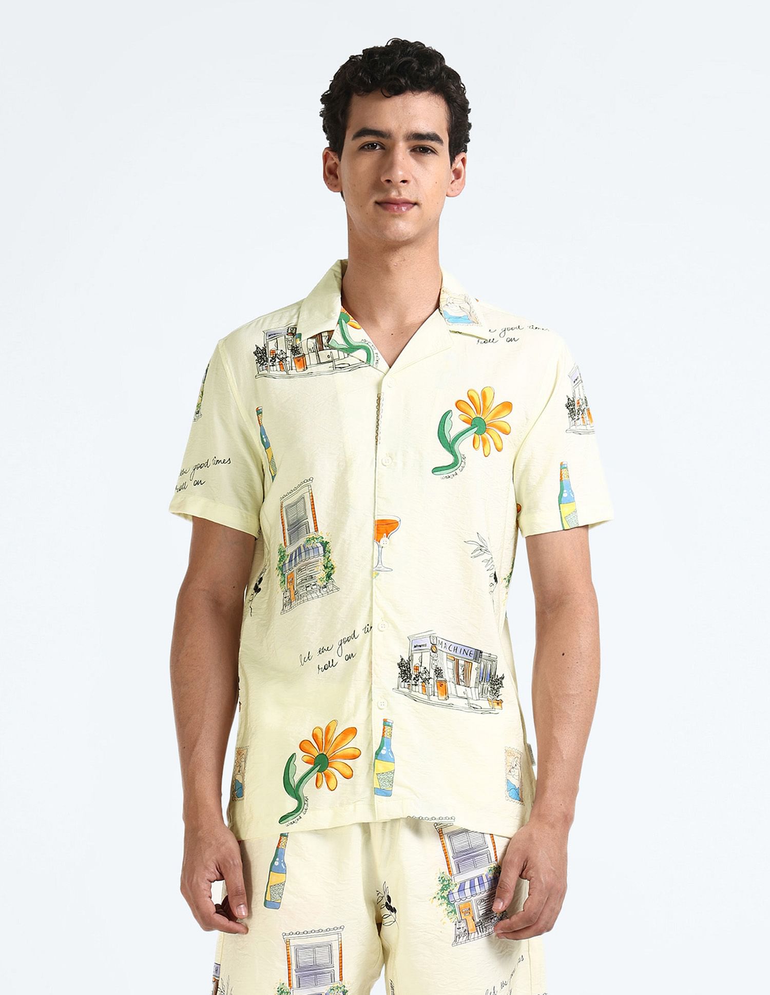 Flying Machine Cuban Collar Graphic Shirt