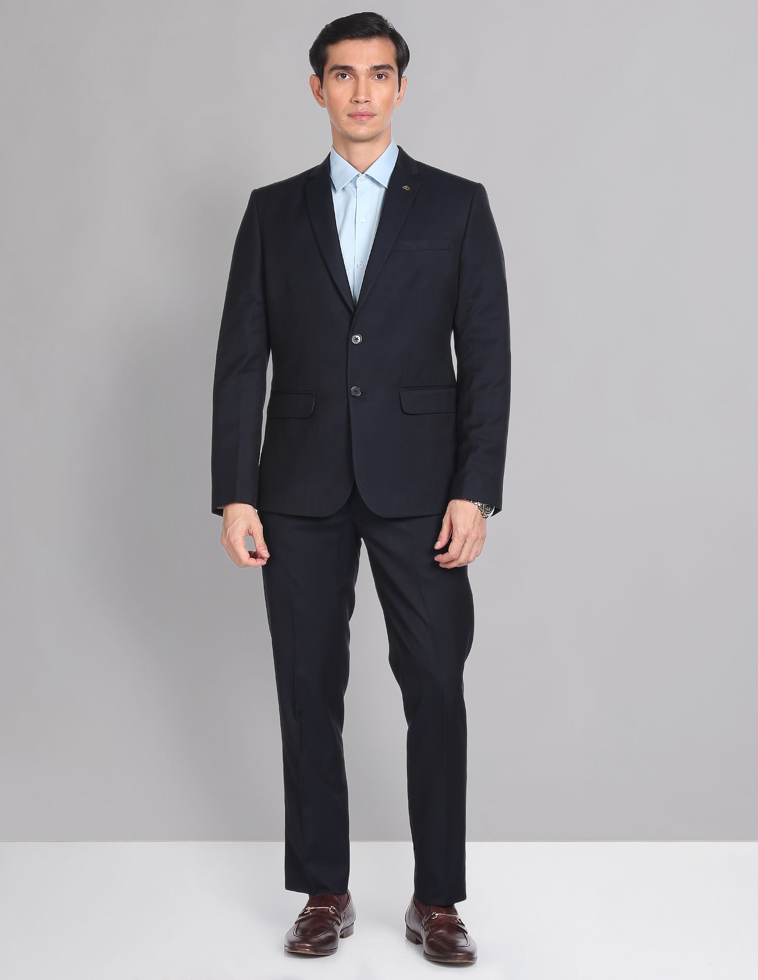 AD by Arvind Tailored Regular Fit Solid Two Piece Suit