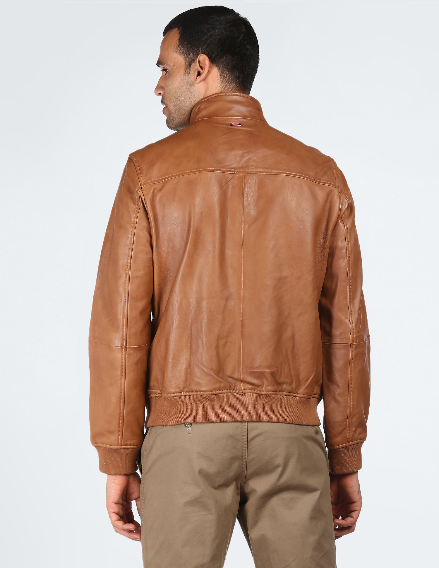 Tommy Hilfiger Men Brown High Neck Harrington Jacket
