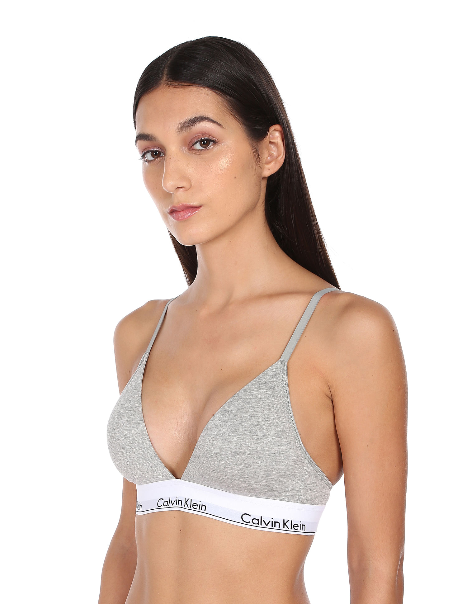 Buy Calvin Klein Women Grey Padded Heathered Demi Cup Bra - NNNOW.com