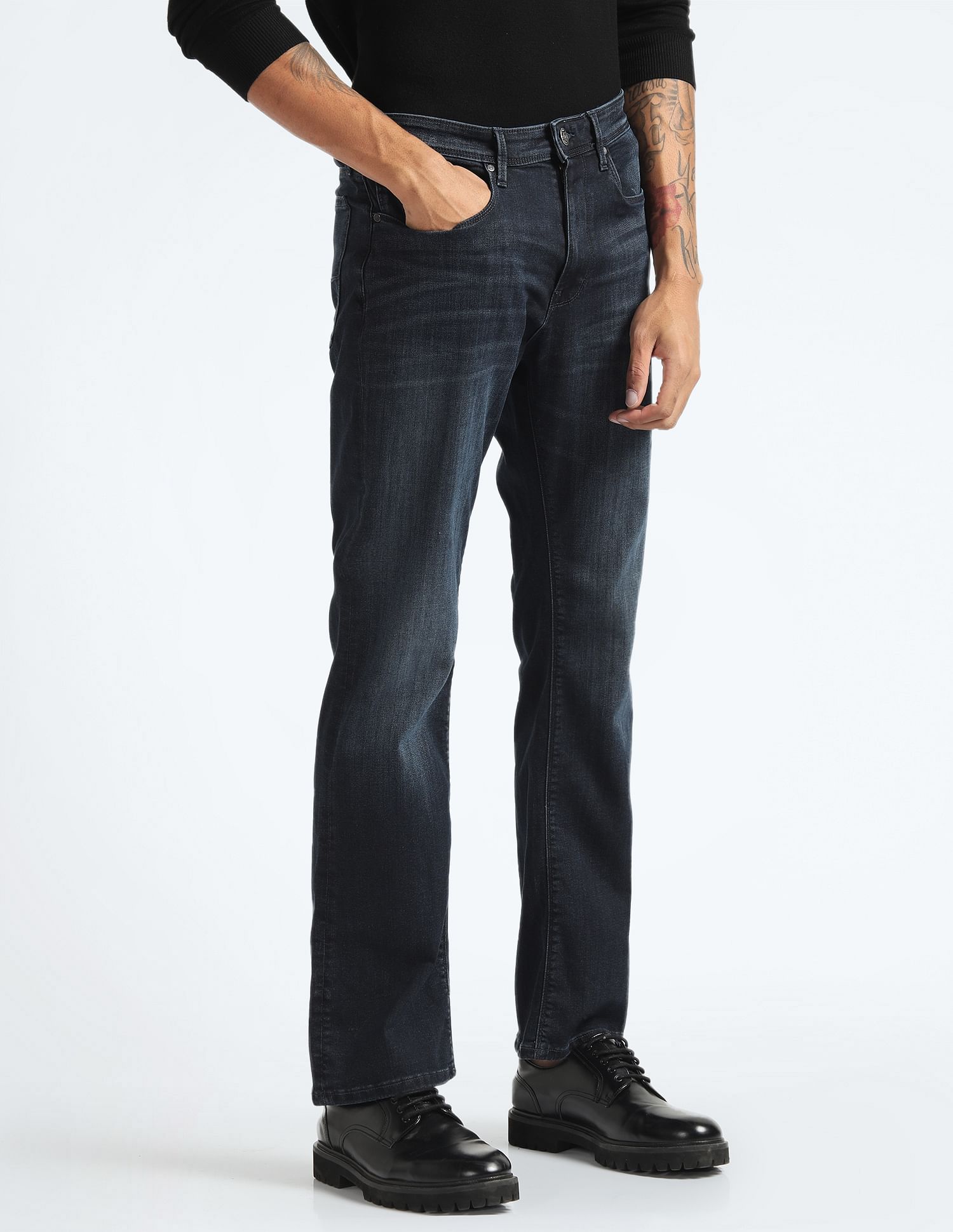 Flying Machine Stone Wash Bootcut Jeans