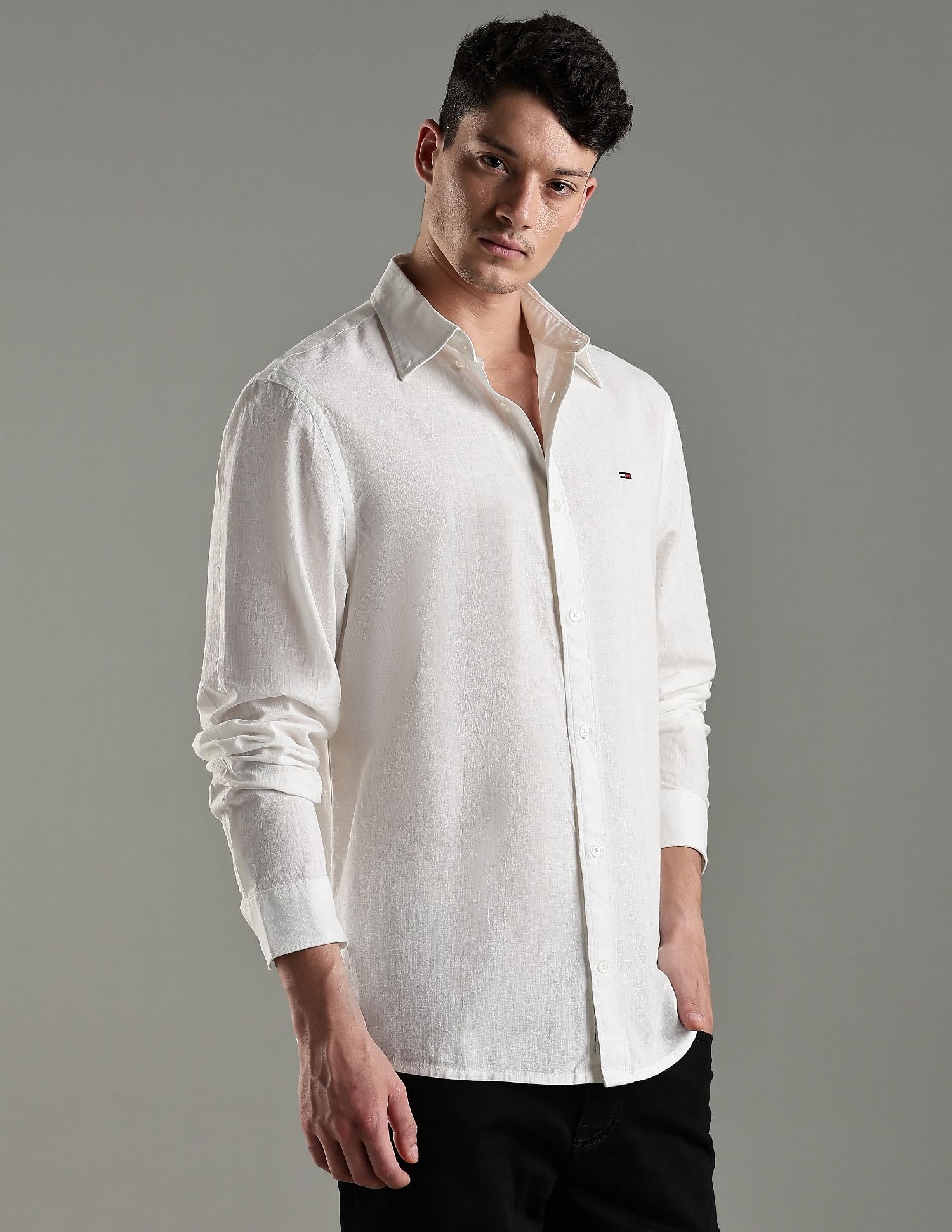 Tommy Hilfiger Solid Regular Fit Cotton Shirt