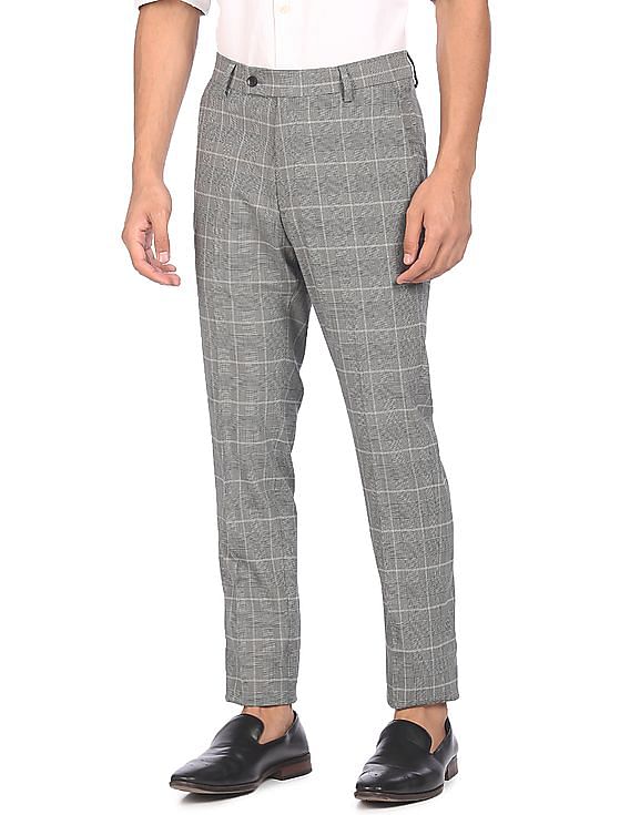 Buy Men Grey Check Carrot Fit Formal Trousers Online  581779  Peter  England