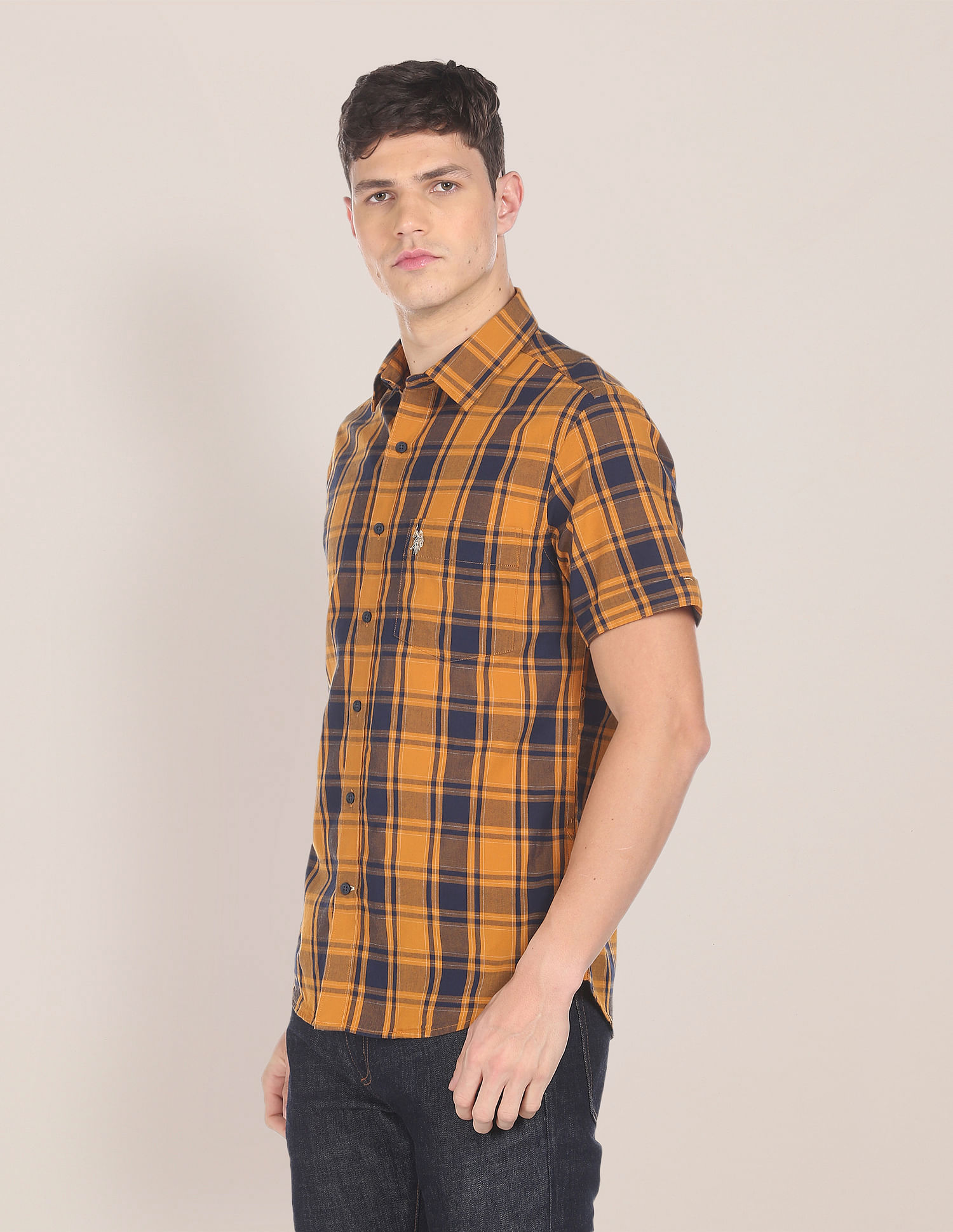U.S. Polo Assn. Spread Collar Check Casual Shirt