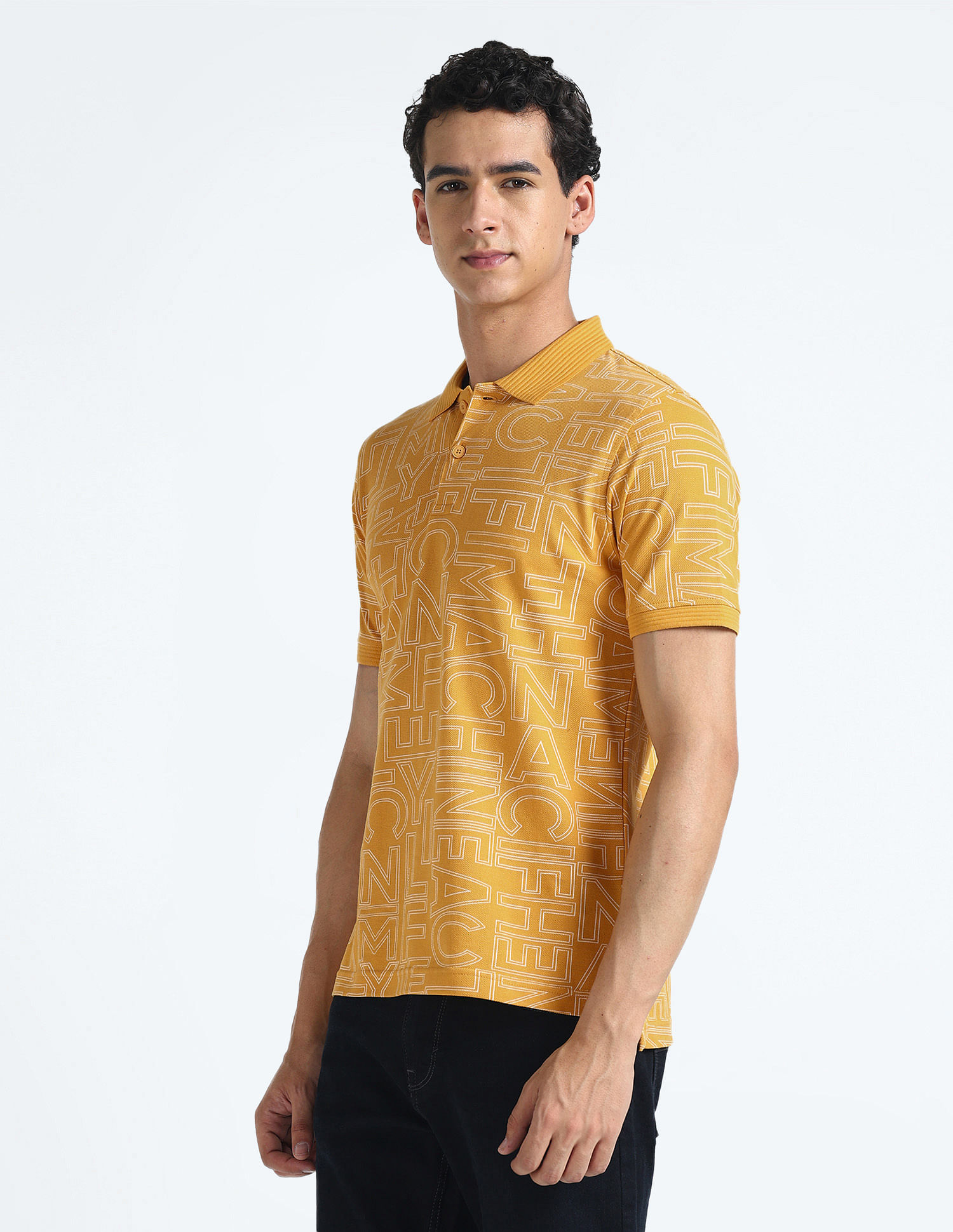 Flying Machine All Over Print Cotton Polo Shirt
