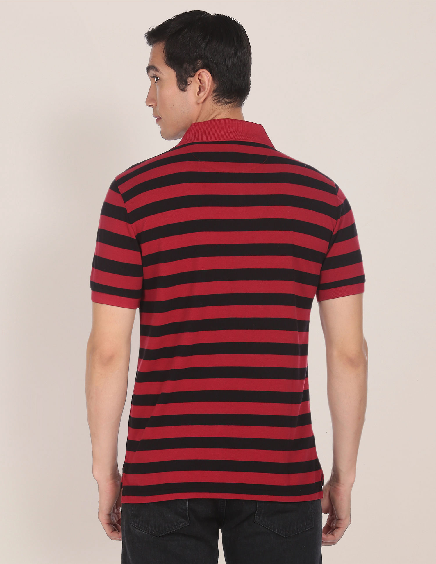 U.S. Polo Assn. Ribbed Collar Striped Polo Shirt