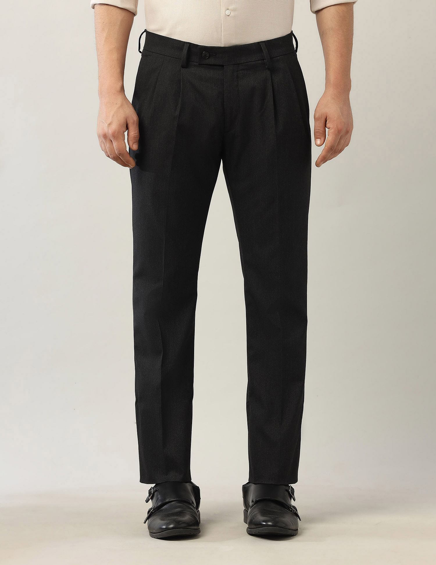 Arrow Mid Rise Autoflex Pleated Front Trousers