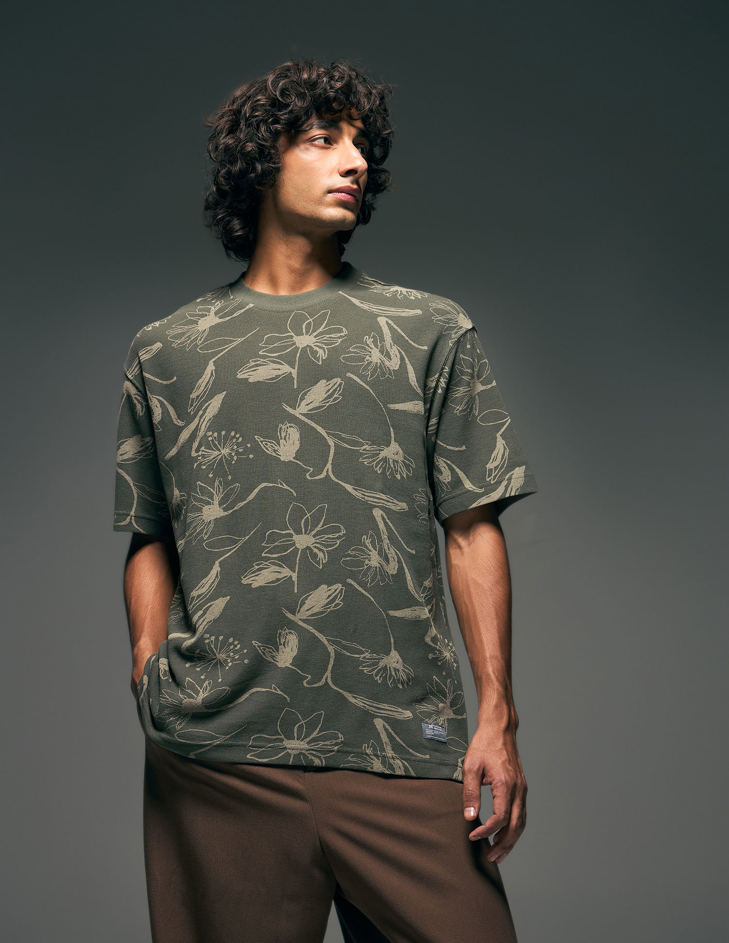 Flying Machine Floral Printed Relaxed Fit T-Shirt