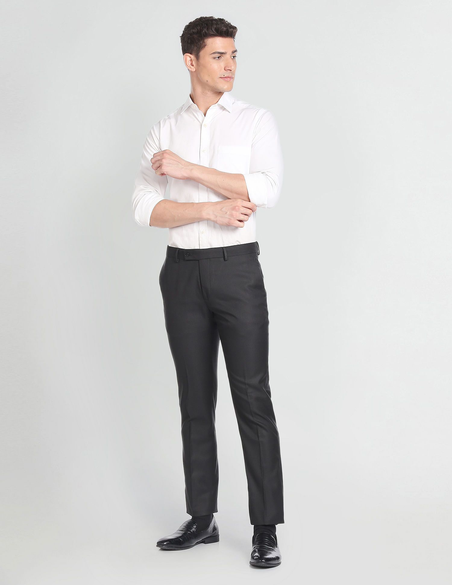 Arrow Hudson Regular Fit Twill Formal Trousers