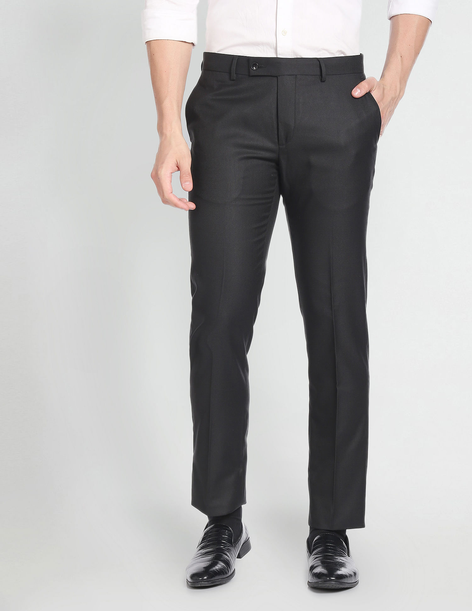 Arrow Hudson Regular Fit Twill Formal Trousers