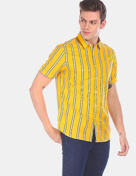 mustard short sleeve dress shirt