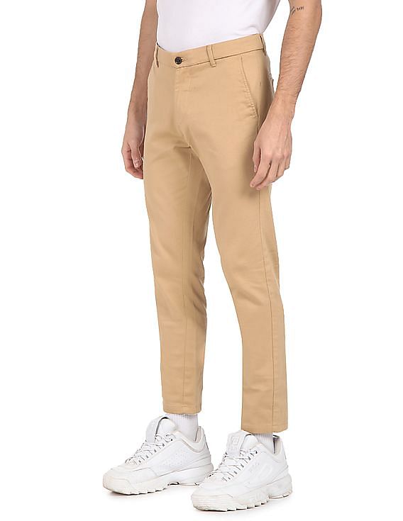 Buy Arrow Slim Fit Mid Waist Check Formal Trousers - NNNOW.com
