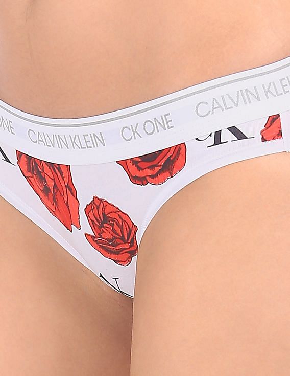 Buy Calvin Klein Underwear Women White And Red Allover Floral Print Stretch  Bikini Briefs - NNNOW.com