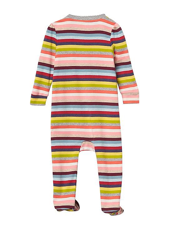 Buy GAP Baby Baby Multi Colour Bright Stripe Footed Zip One Piece