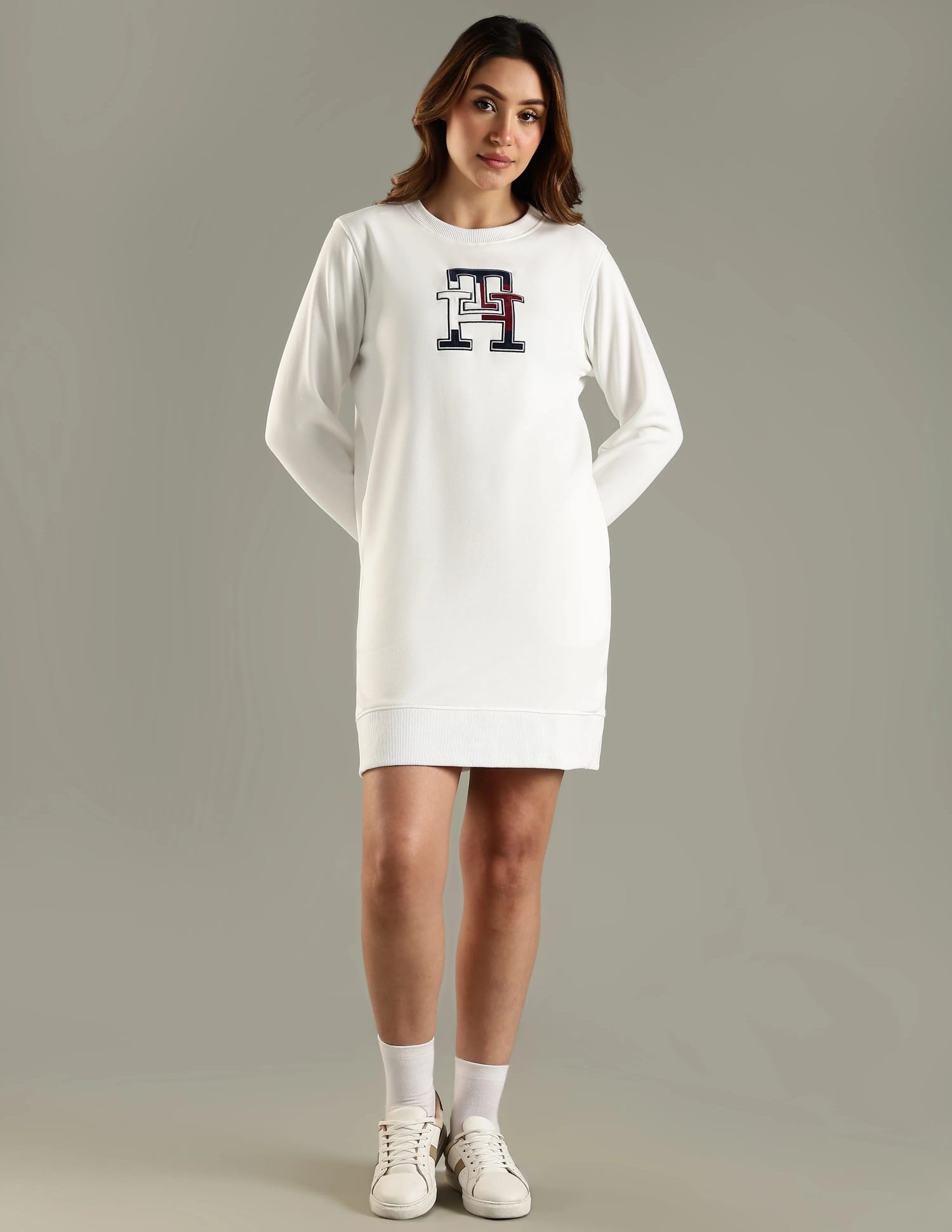 knee length dresses for ladies Tommy Hilfiger Graphic Sweatshirt Knit Dress – Vanessa Jane main image 1