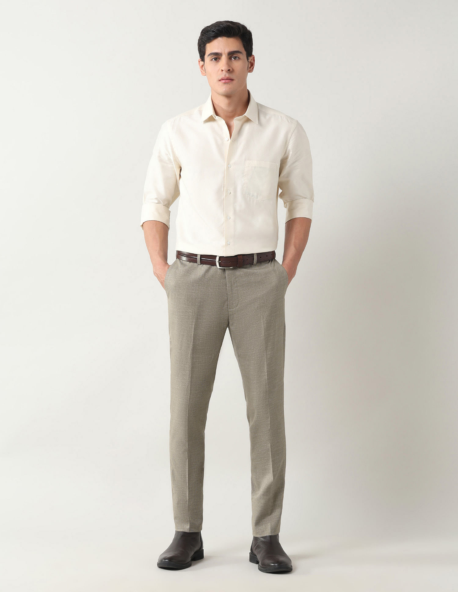 Arrow Mid Rise Slim Fit Trousers