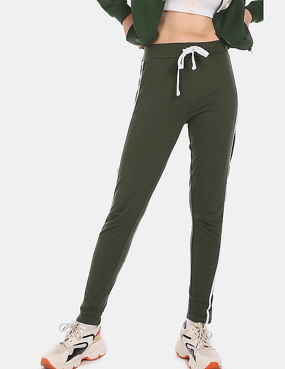 Buy Flying Machine Women Olive Green Solid Cotton Track Pants - Track Pants  for Women 12895026 | Myntra