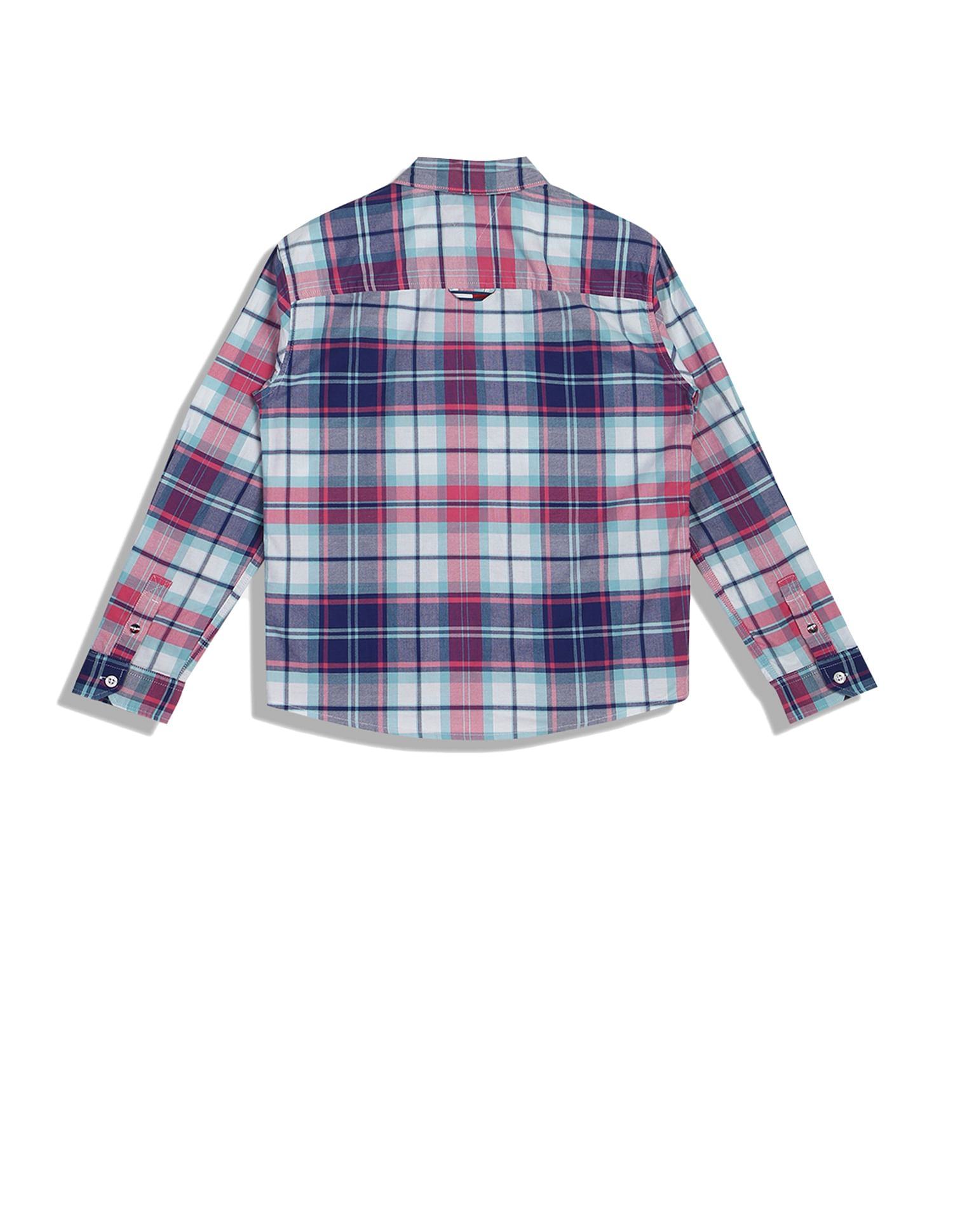 Tommy Hilfiger Kids Spread Collar Checked Oxford Shirt
