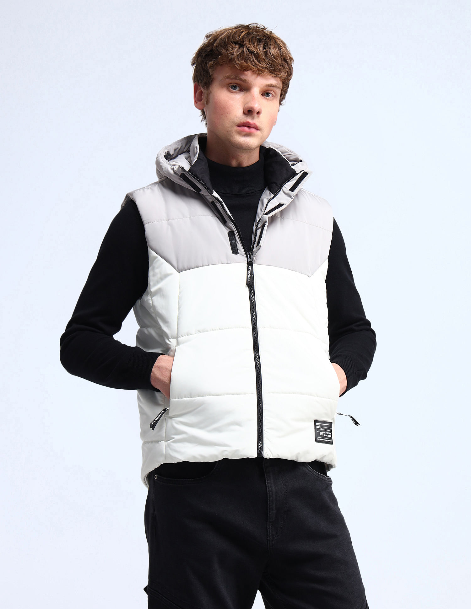 Flying Machine Regular Fit Colourblocked Padded Jacket