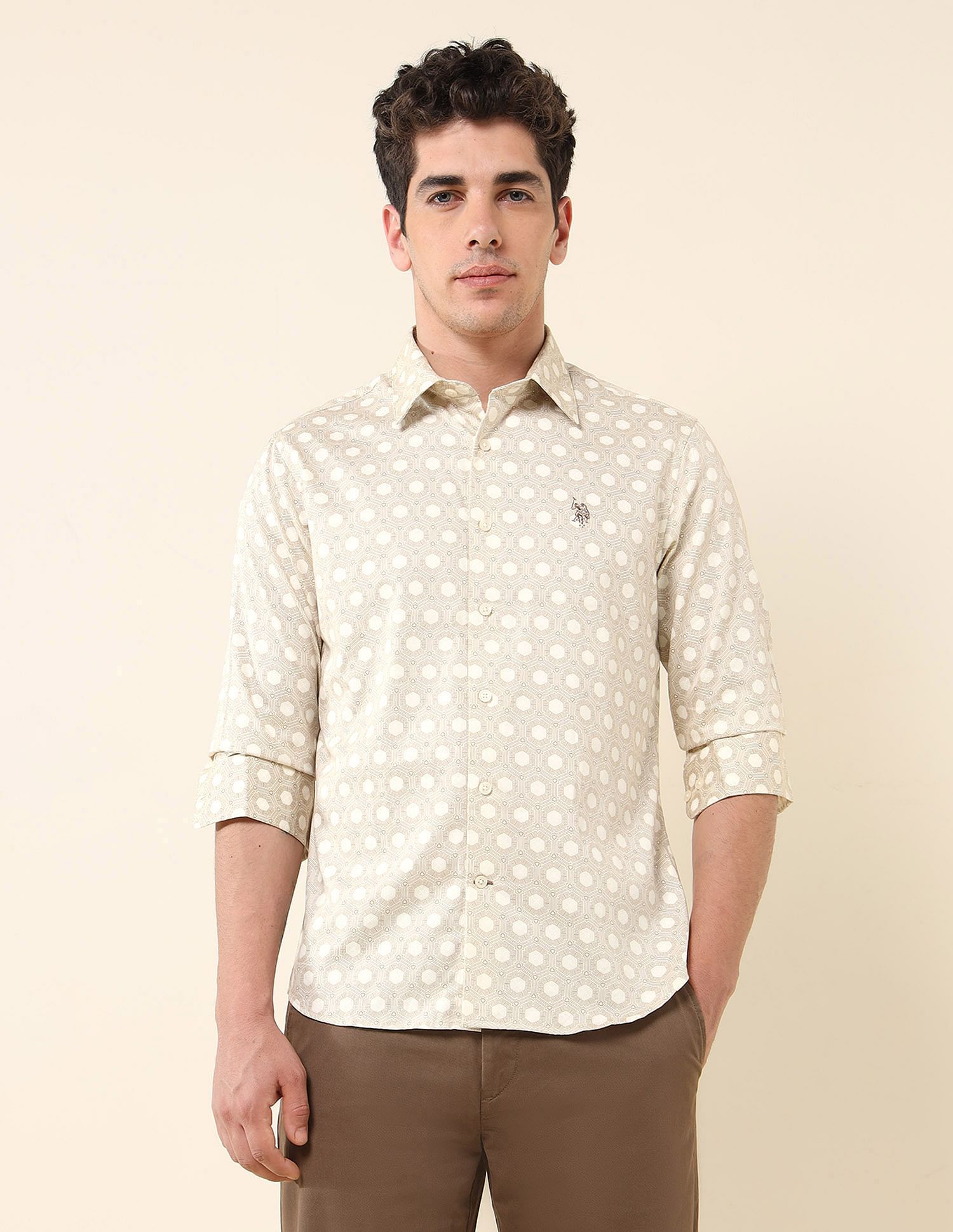 U.S. Polo Assn. Geometric Printed Pure Cotton Shirt