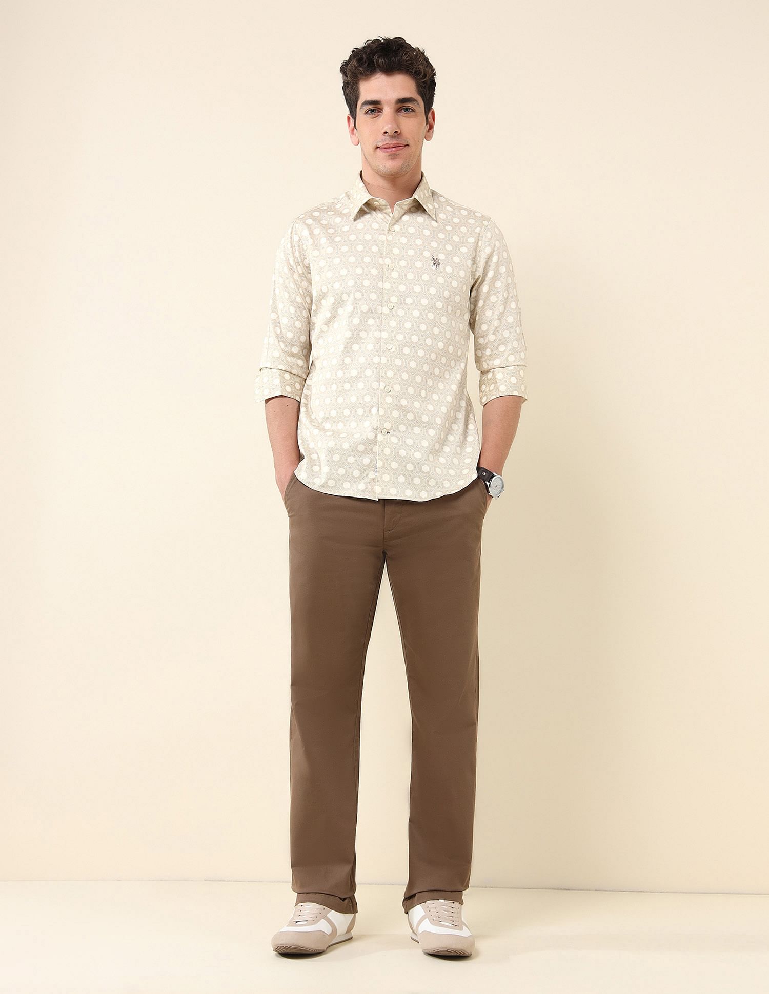 U.S. Polo Assn. Geometric Printed Pure Cotton Shirt