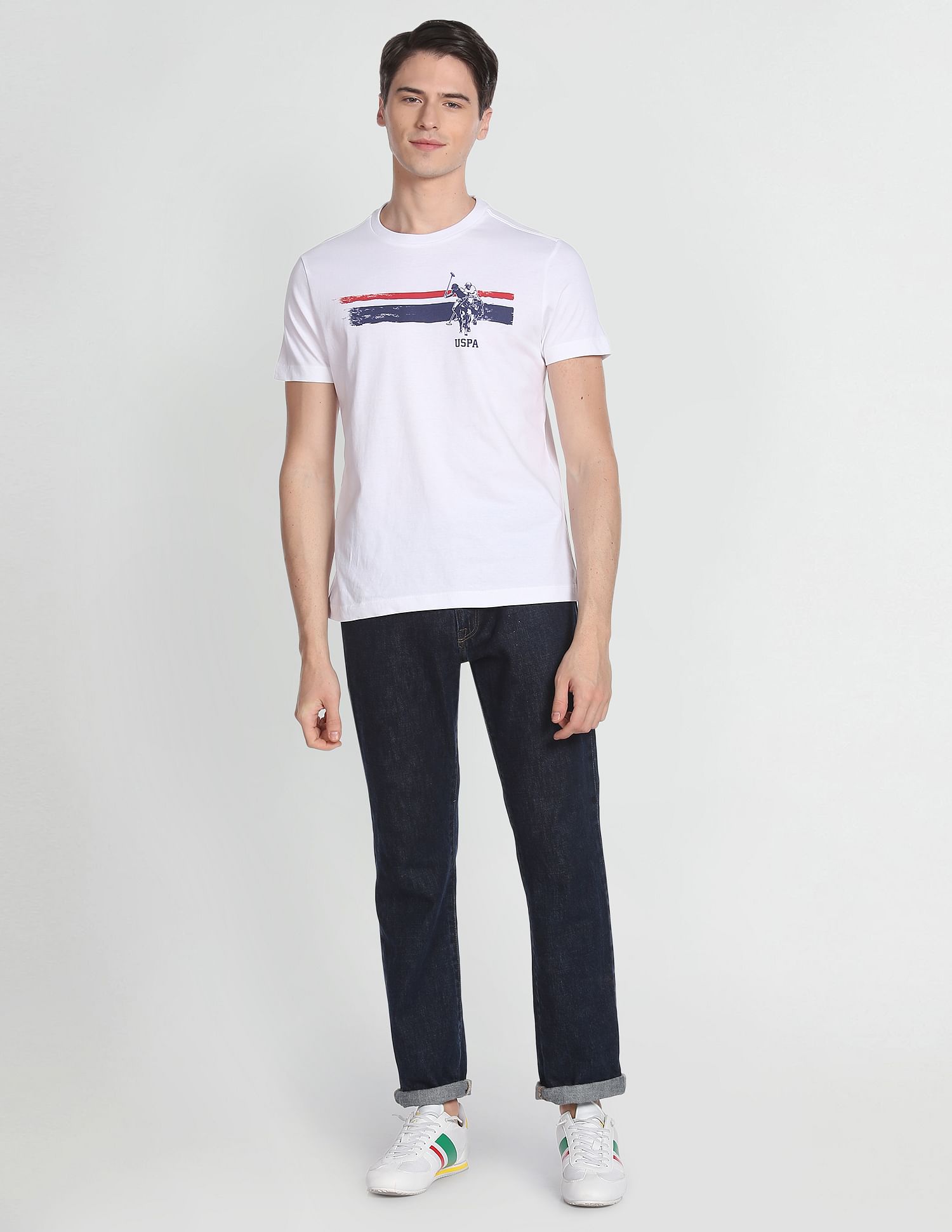 U.S. Polo Assn. Denim Co. Crew Neck Cotton Brand Print T-Shirt