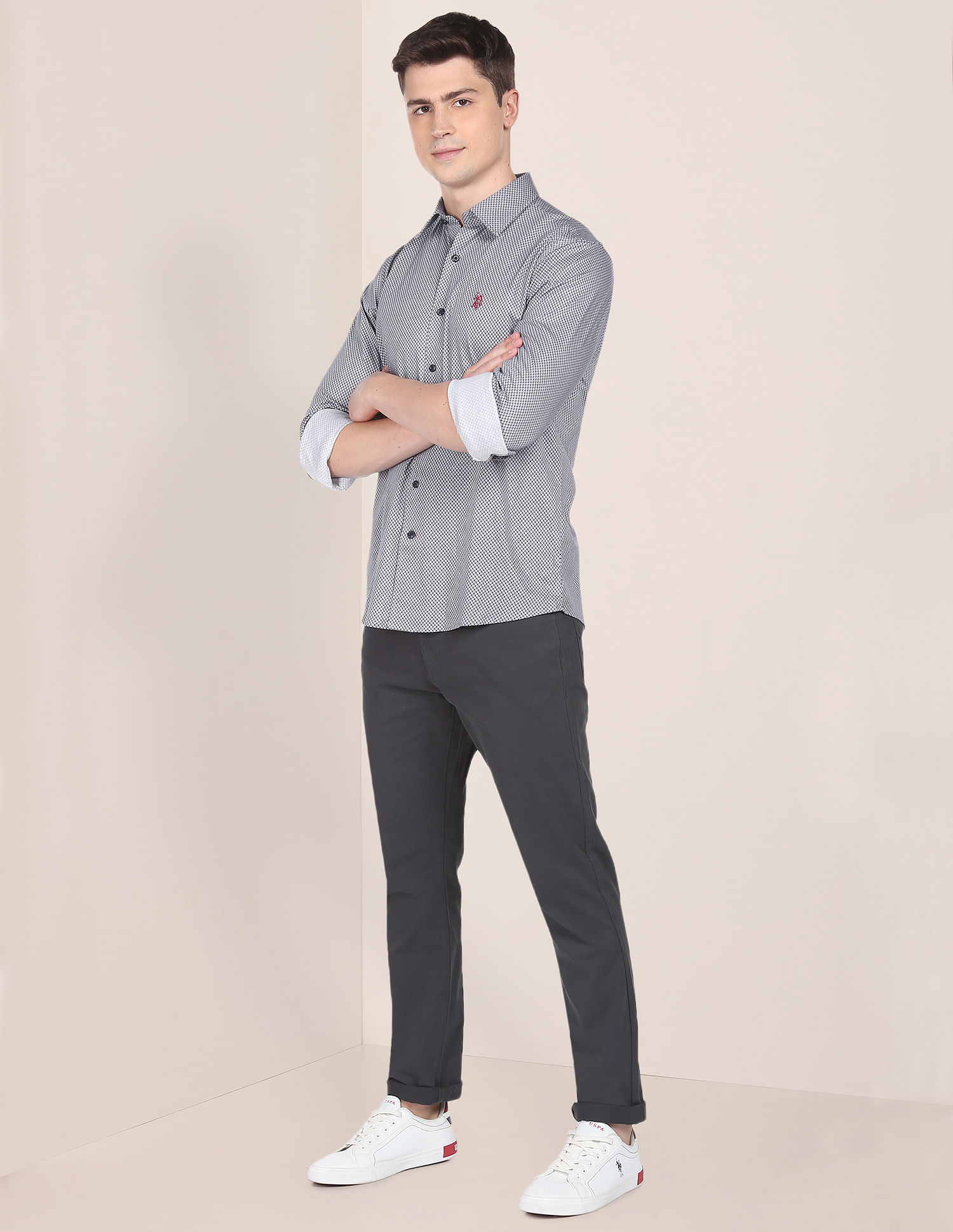 U.S. Polo Assn. Geometric Cotton Knit Casual Shirt