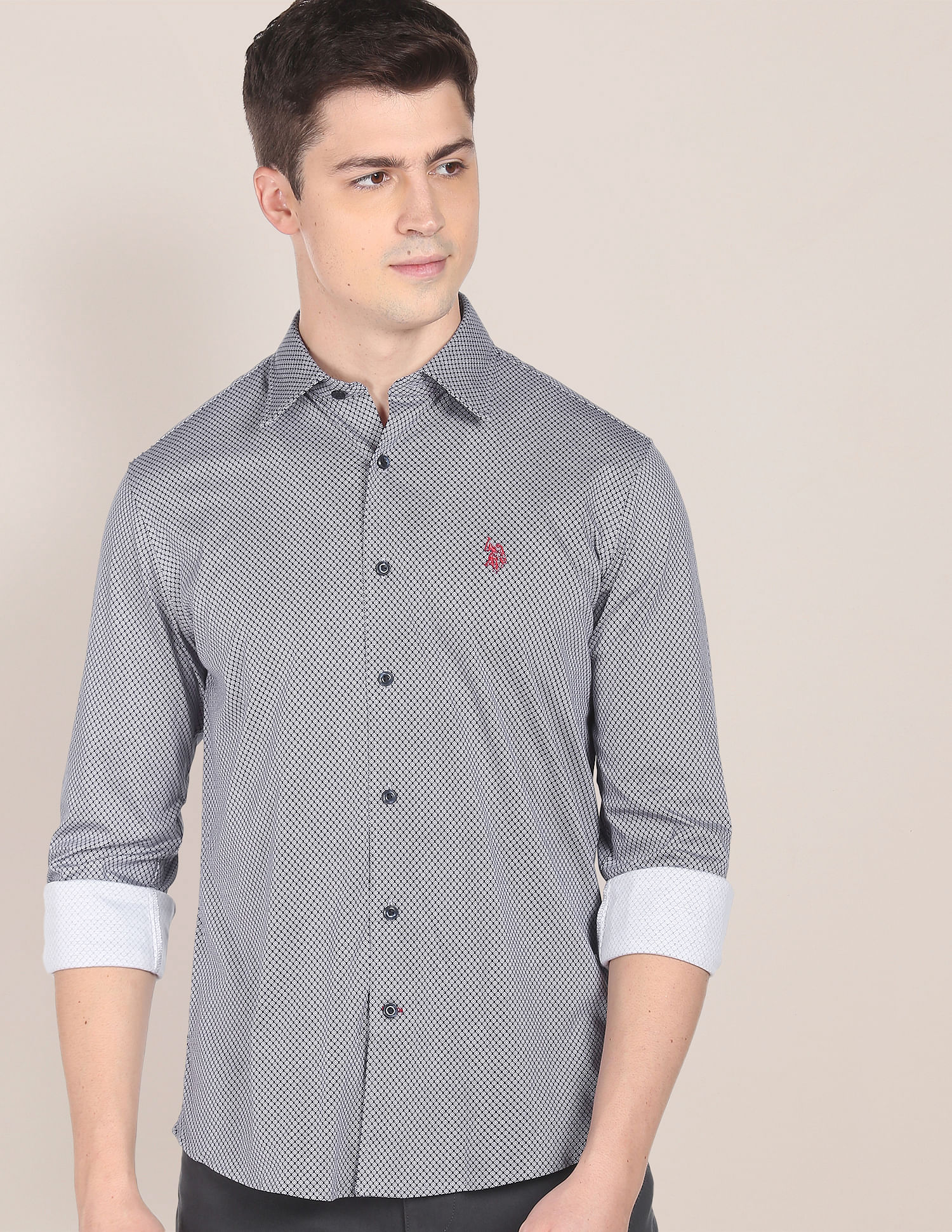 U.S. Polo Assn. Geometric Cotton Knit Casual Shirt