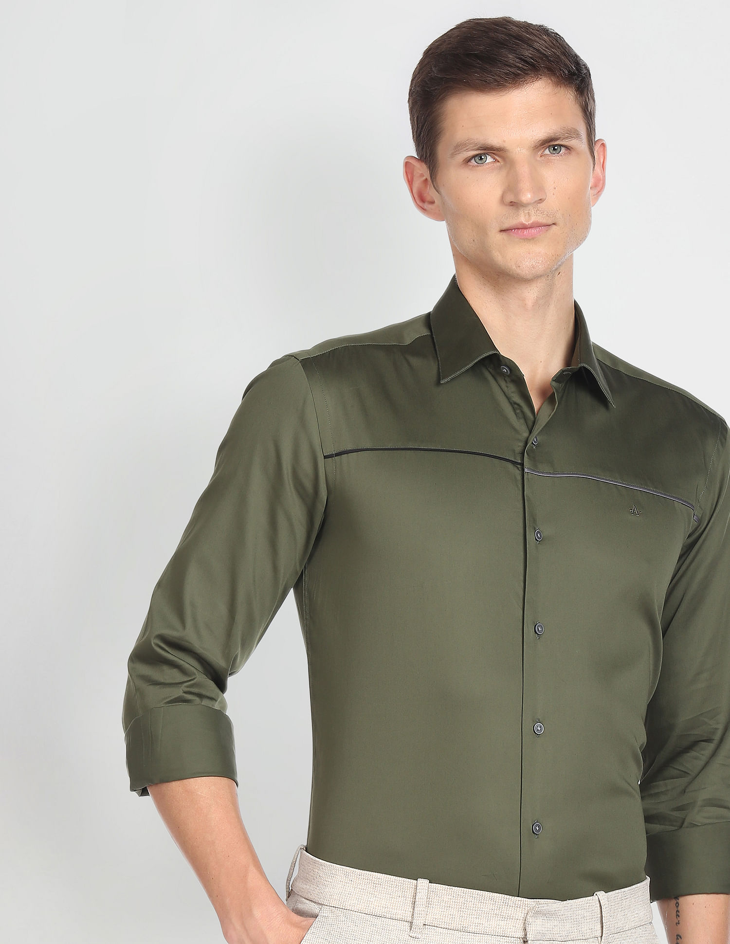 Arrow Newyork Satin Solid Formal Shirt