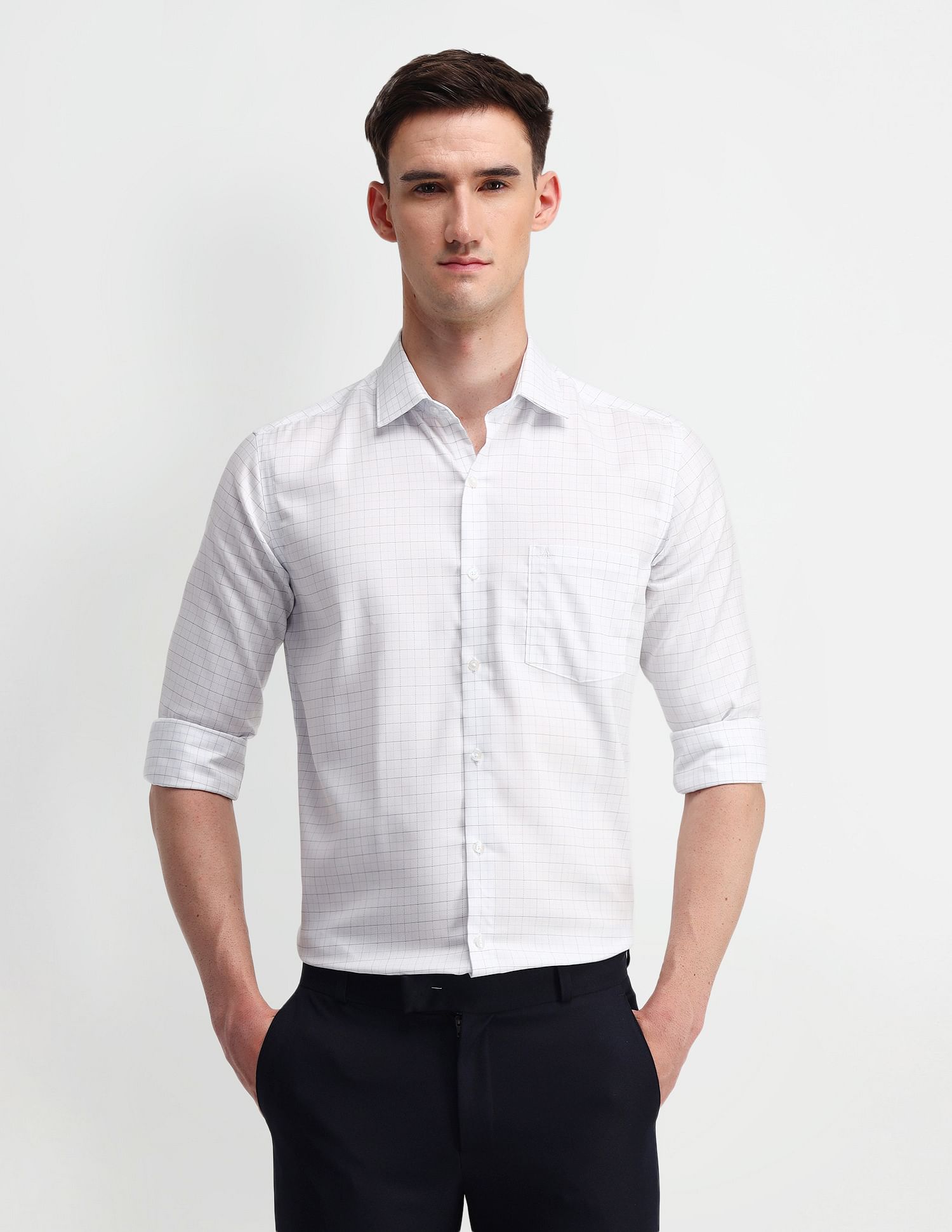 Arrow Grid Tattersall Checks Cotton Shirt
