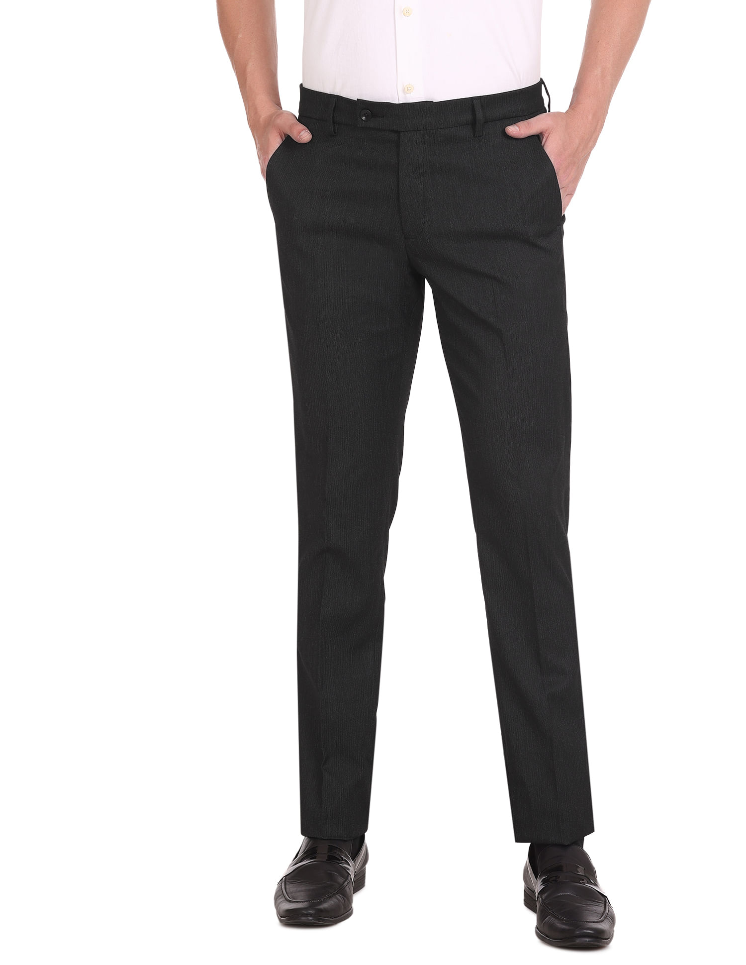 Buy White Striped Tailored Trousers For Men Online