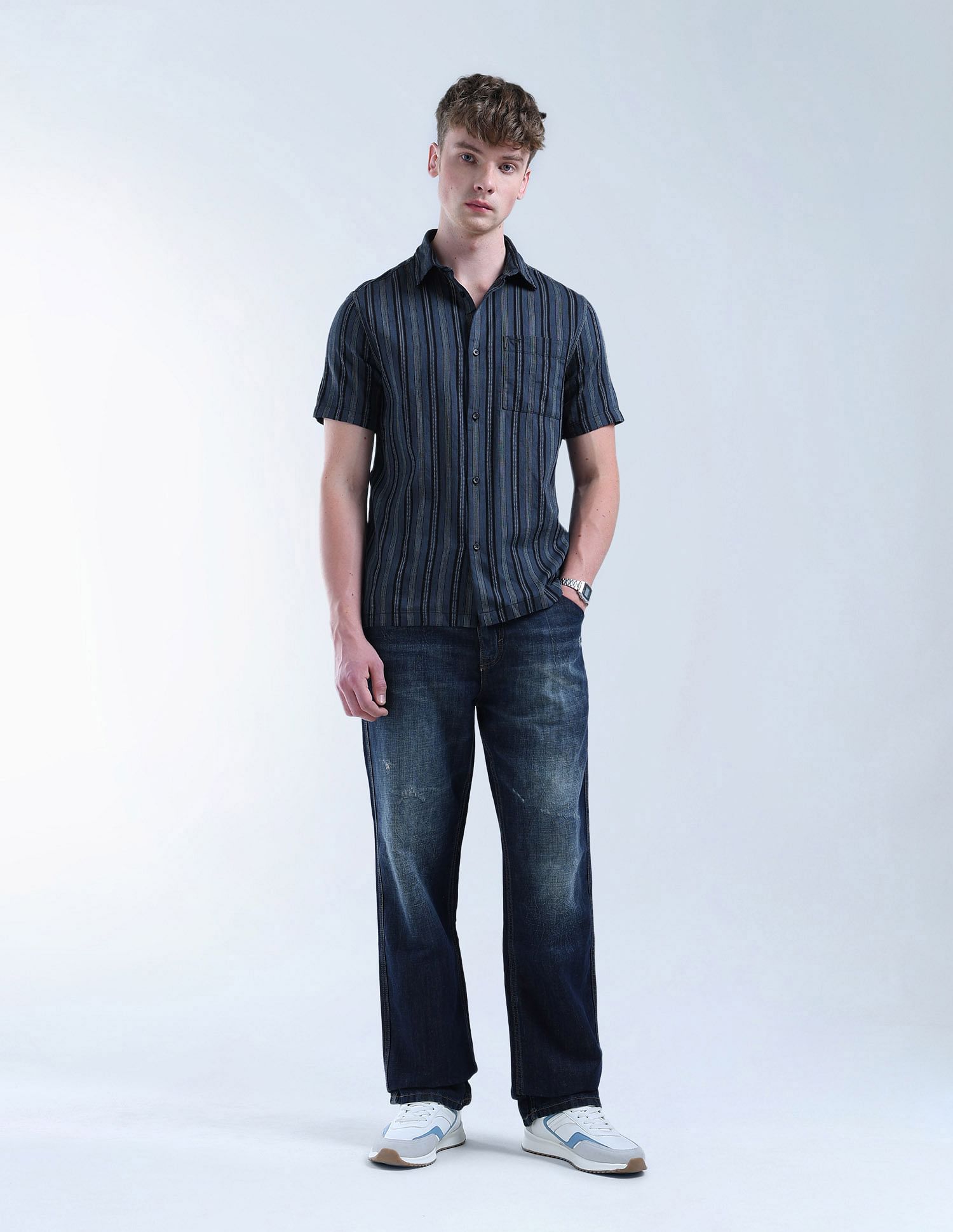 Flying Machine Vertical Striped Color Of Home Shirt