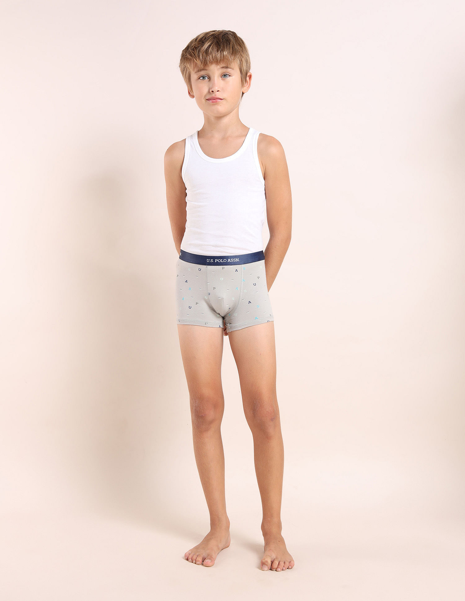 USPA Innerwear Boys Mid Rise Cotton Spandex Trunks - Pack Of 3