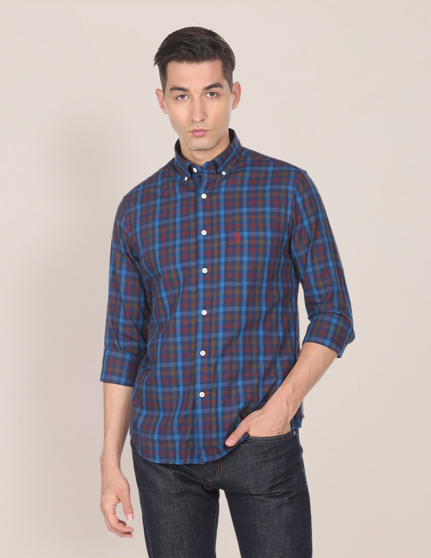 U.S. Polo Assn. Button Down Collar Check Casual Shirt