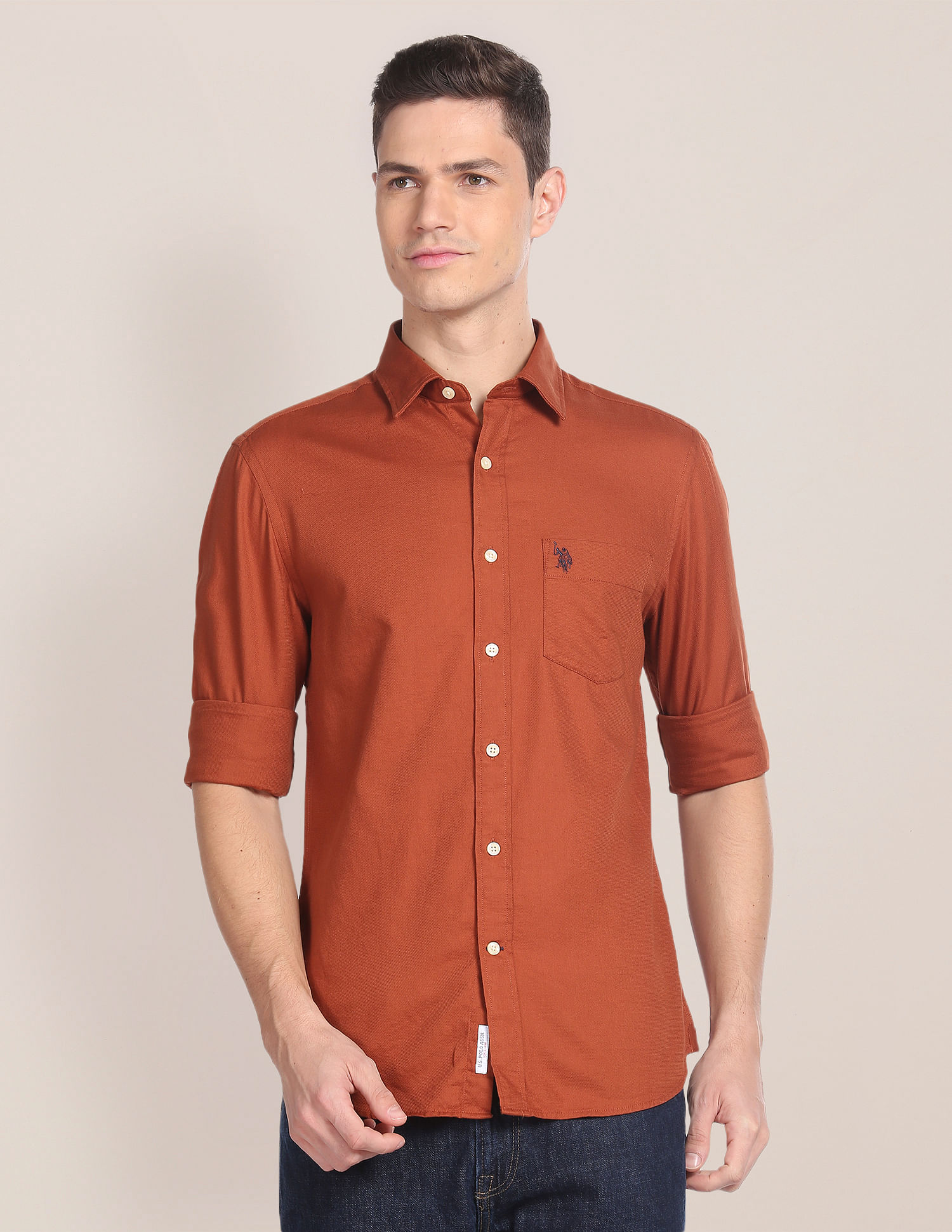 U.S. Polo Assn. Solid Dobby Tailored Shirt