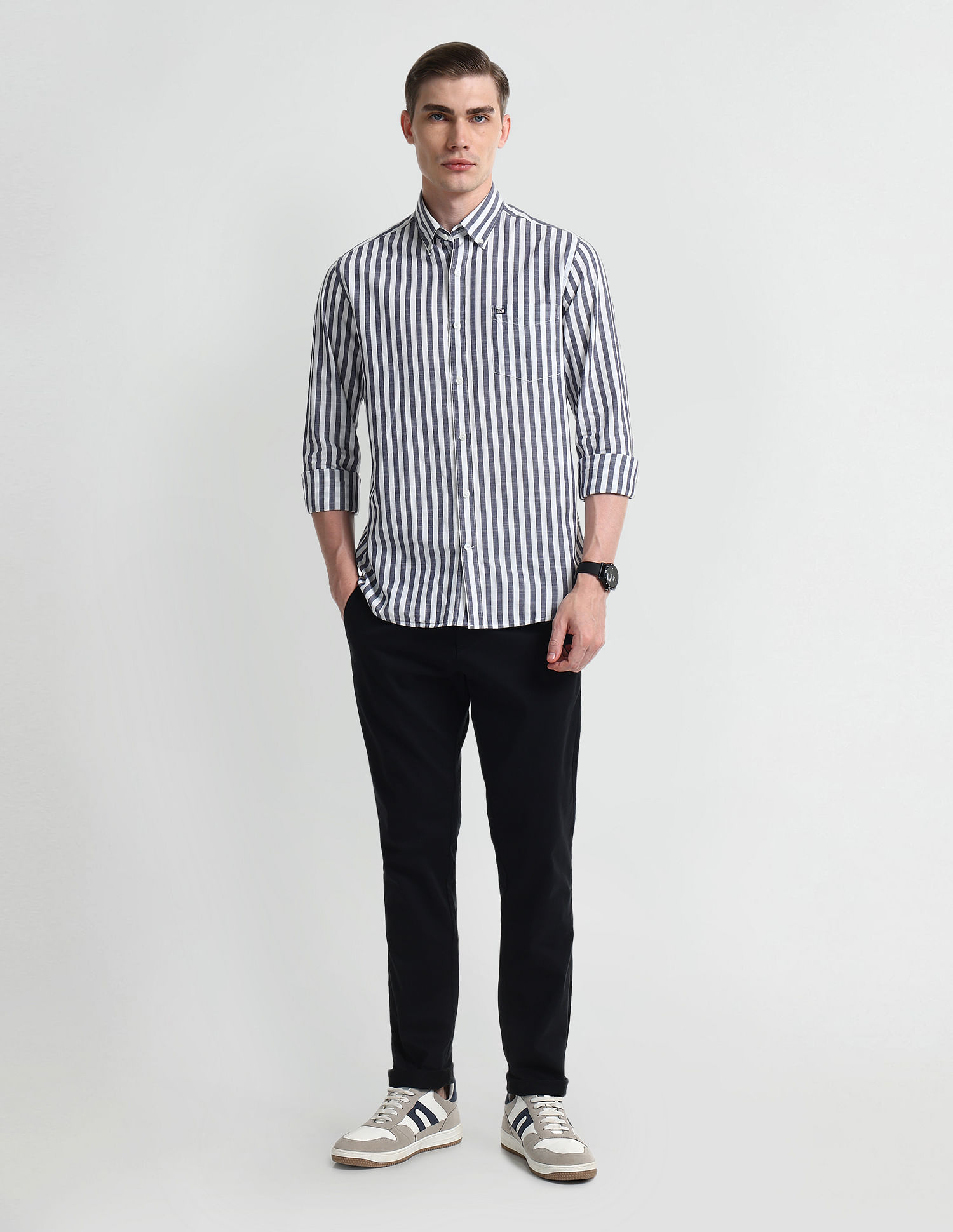 Arrow Sport Slim Fit Vertical Stripes Shirt