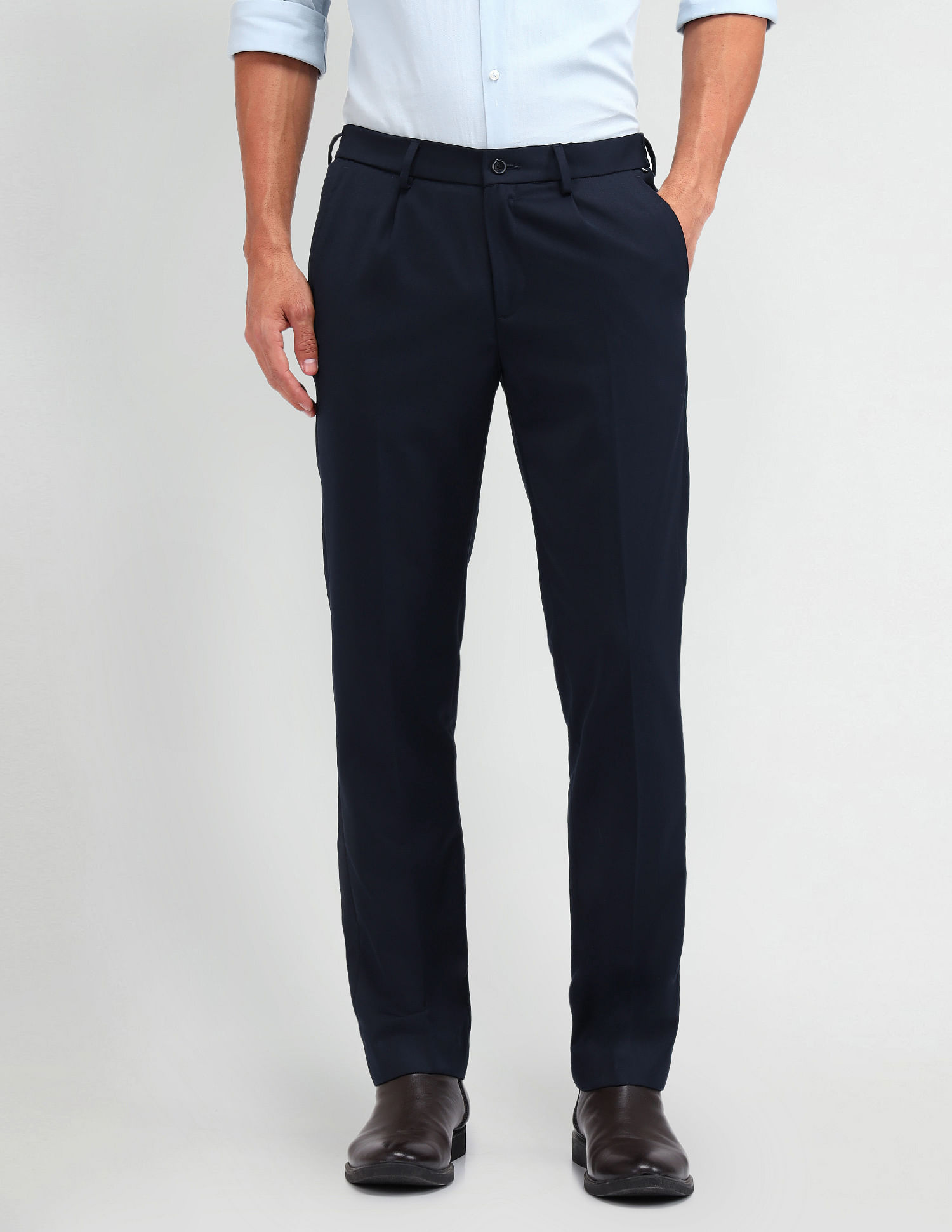 Arrow Newyork Slim Fit Solid Trousers