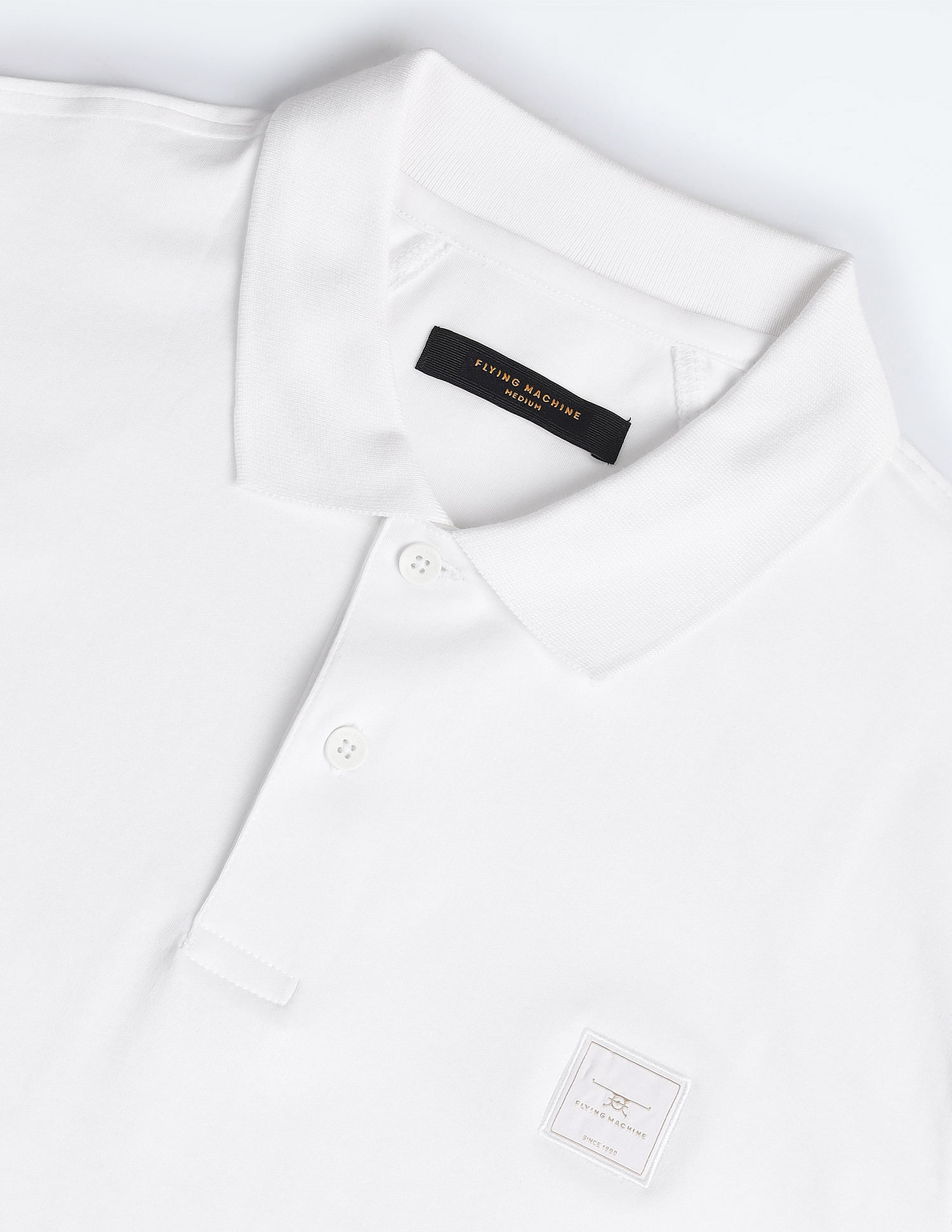 Flying Machine Pure Cotton Solid Polo Shirt