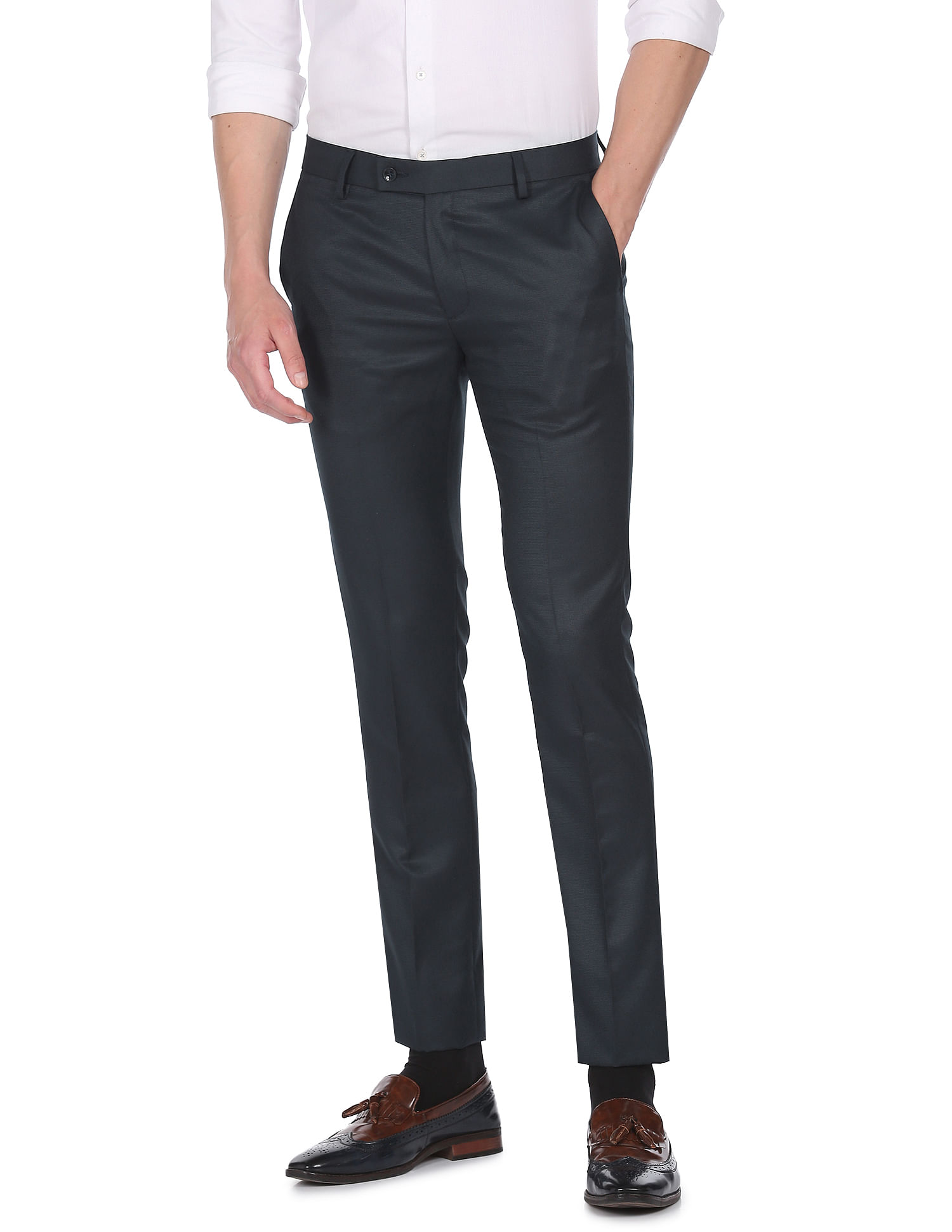 Arrow Patterned Weave Hudson Tailored Fit Trousers