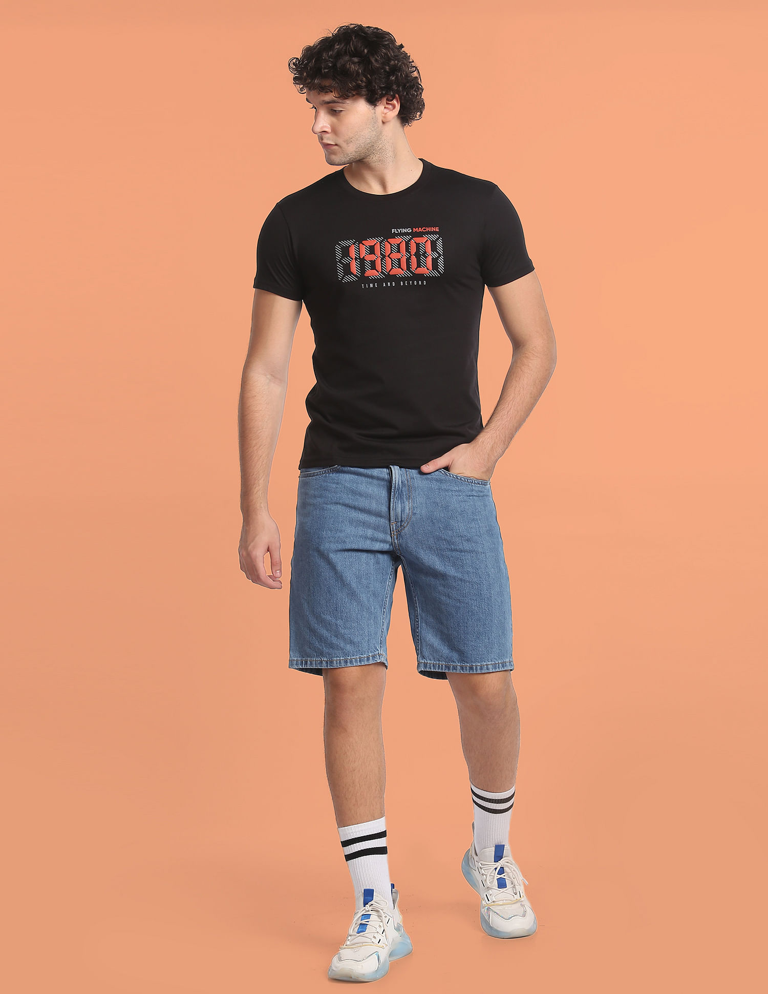 Flying Machine Brand Print Crew Neck T-Shirt