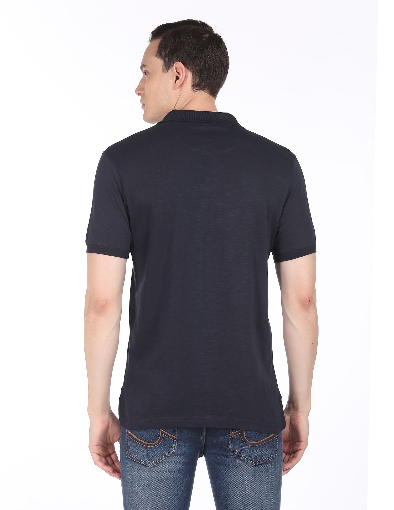 AD by Arvind Modern Jersey Slub Polo Shirt
