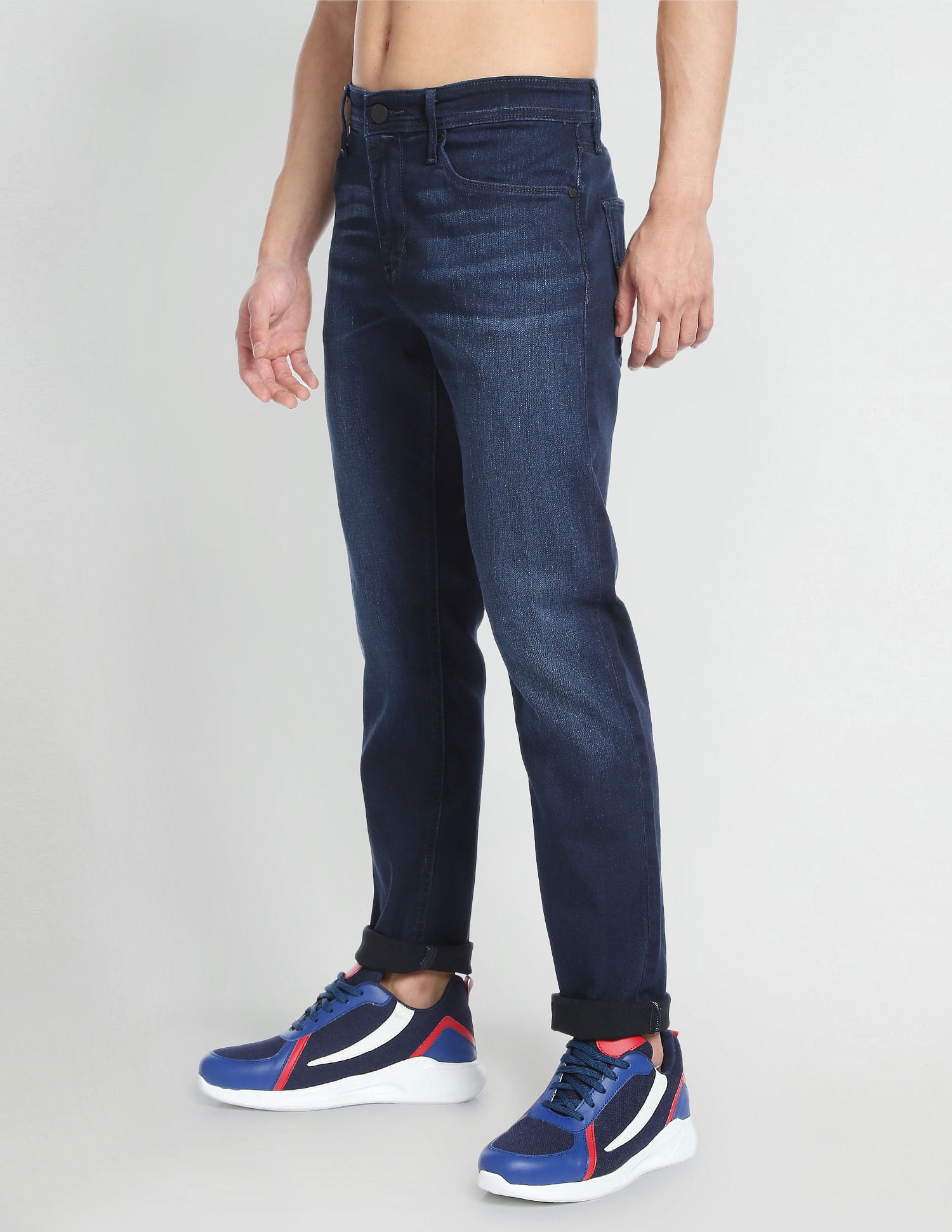 Flying Machine Slash Slim Tapered Mid Rise Jeans