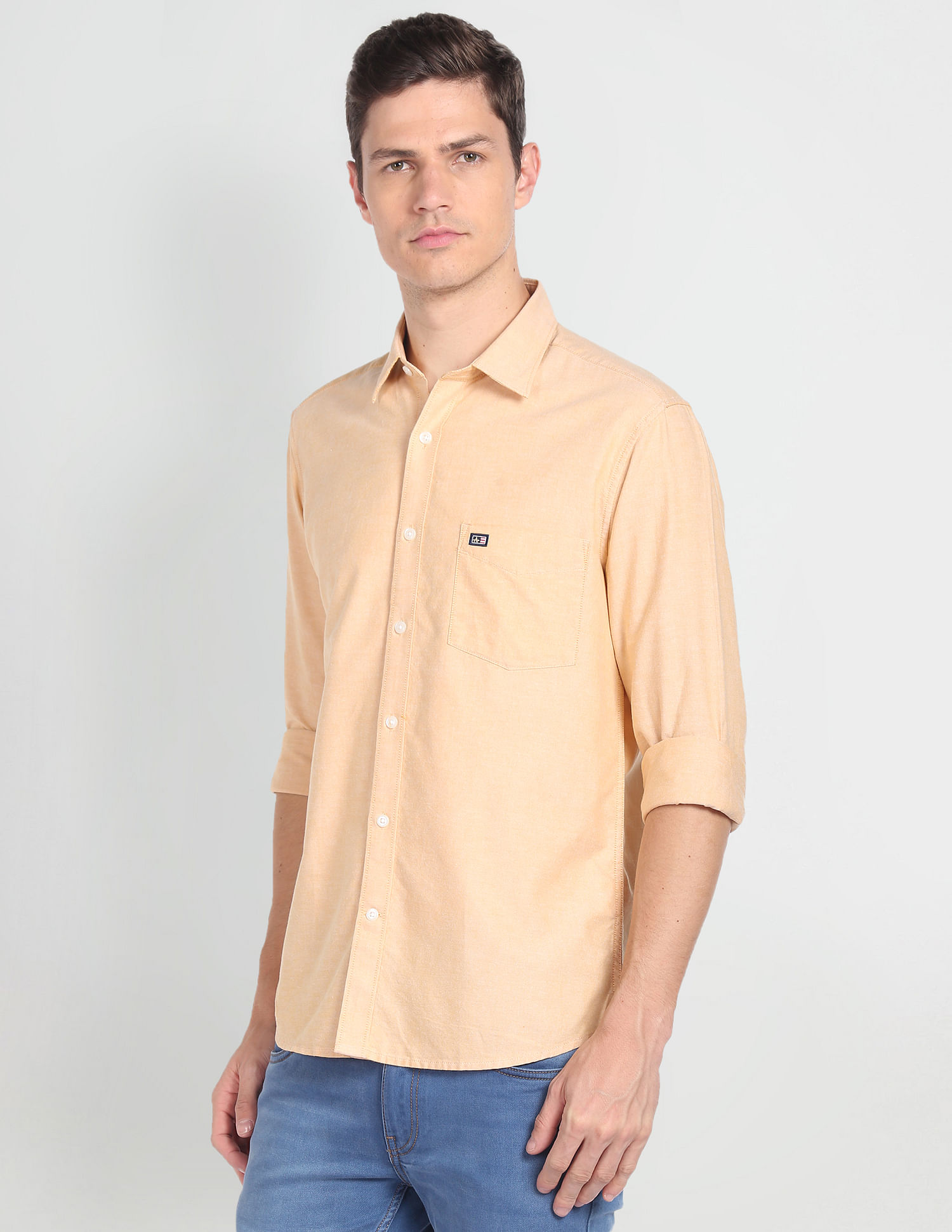 Arrow Sports Solid Slim Fit Casual Shirt